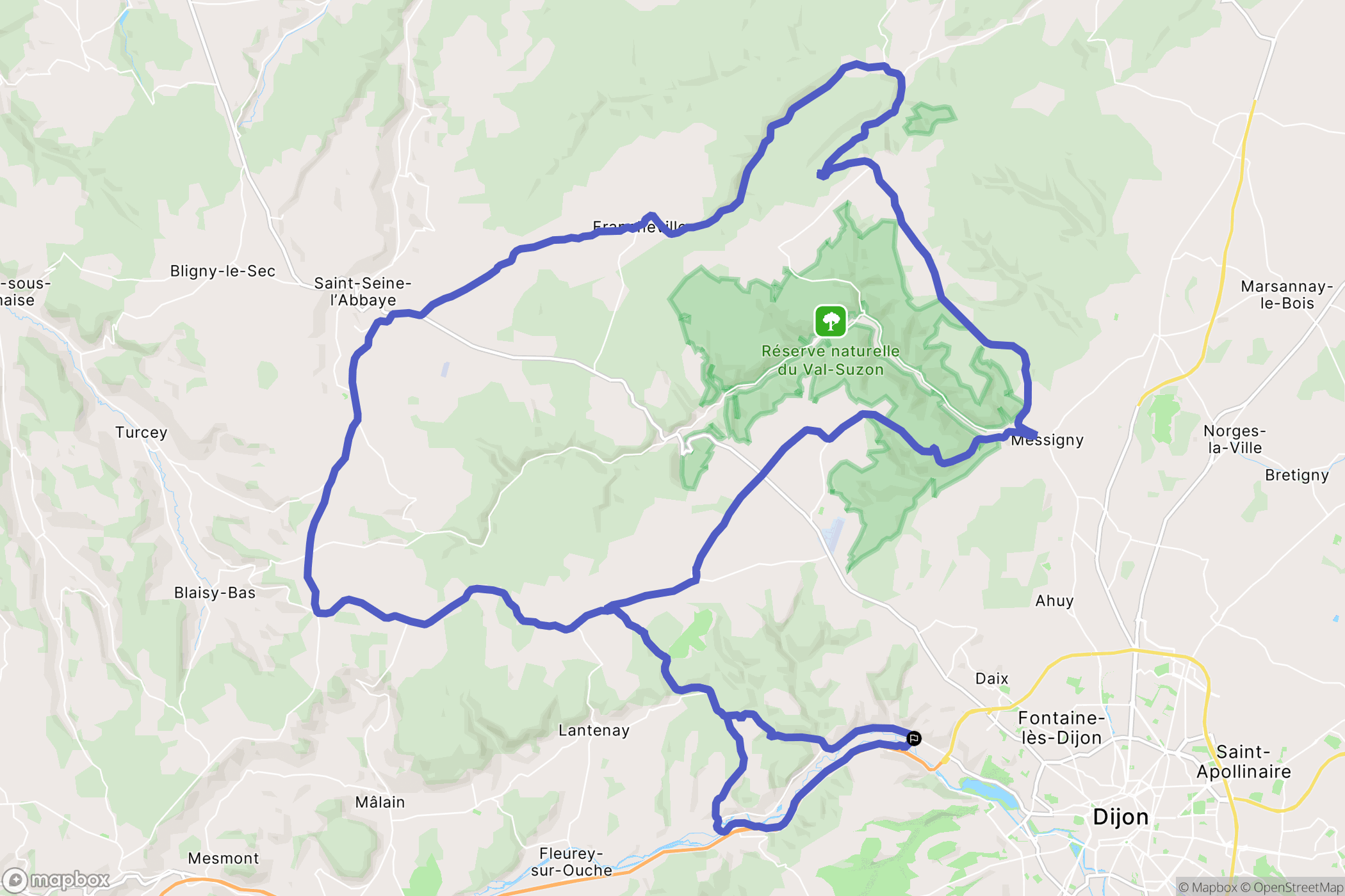 Plombières-lès-Dijon : carte du parcours de randonnée - France