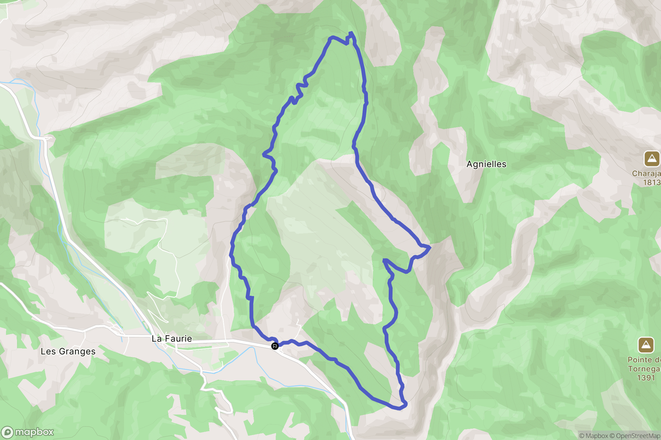 La Faurie : carte du parcours de randonnée - France