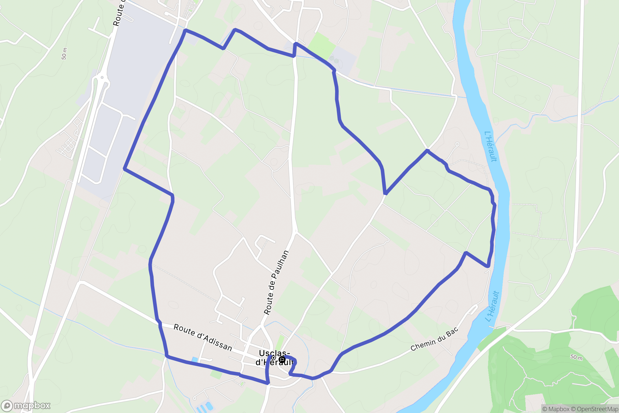 Usclas-d'Hérault : carte du parcours de randonnée - France