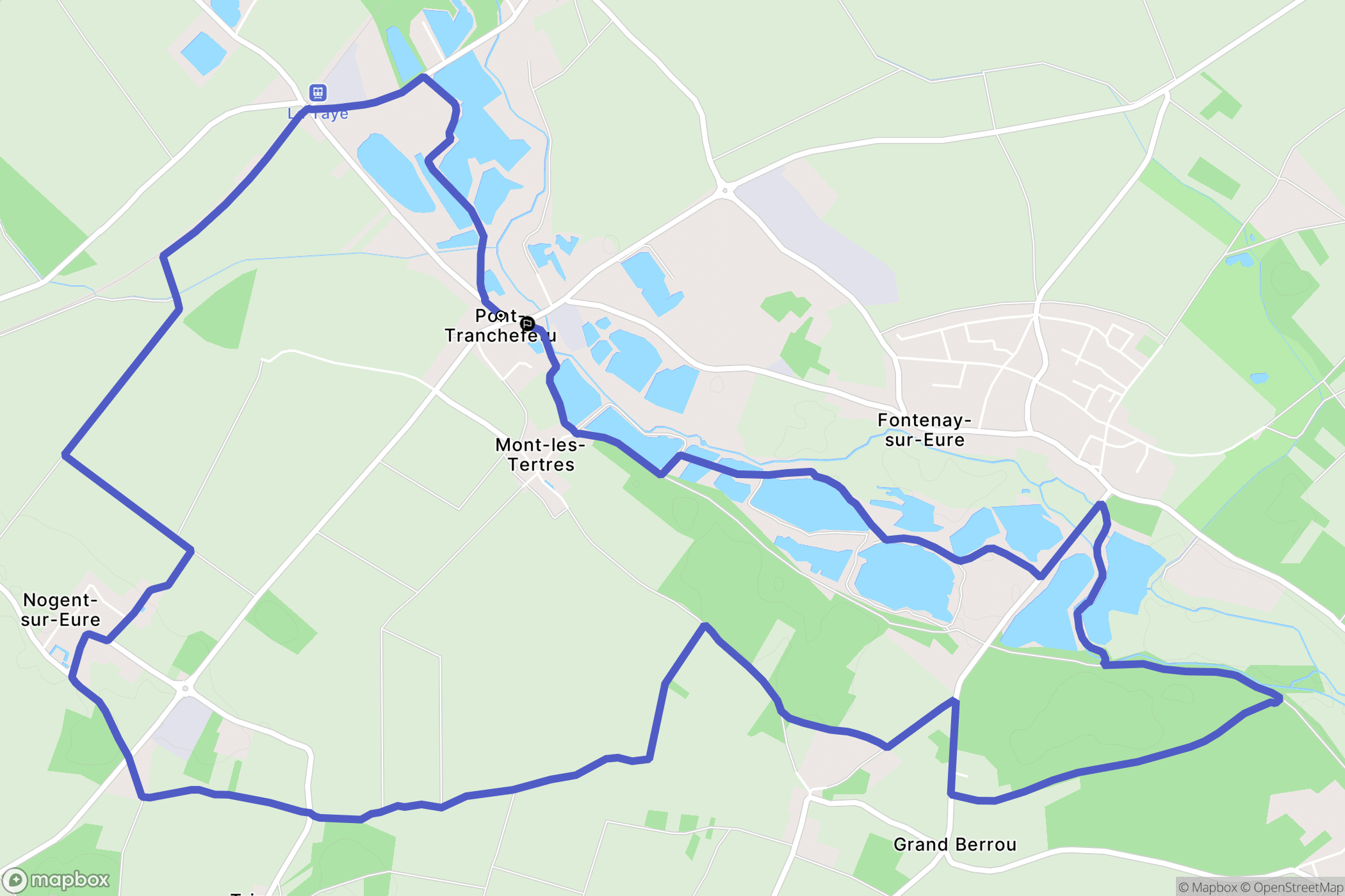 Nogent-sur-Eure : carte du parcours de randonnée - France