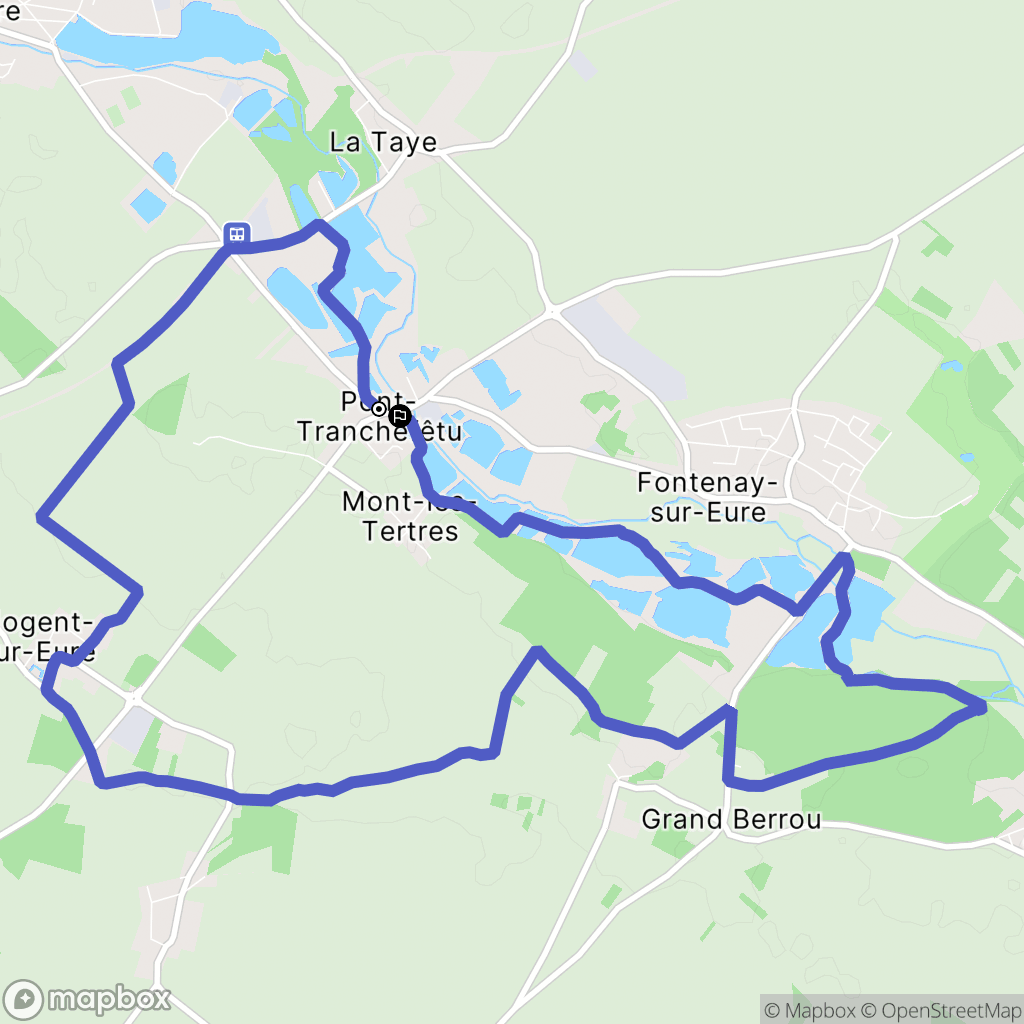 Nogent-sur-Eure : carte du parcours de randonnée - France