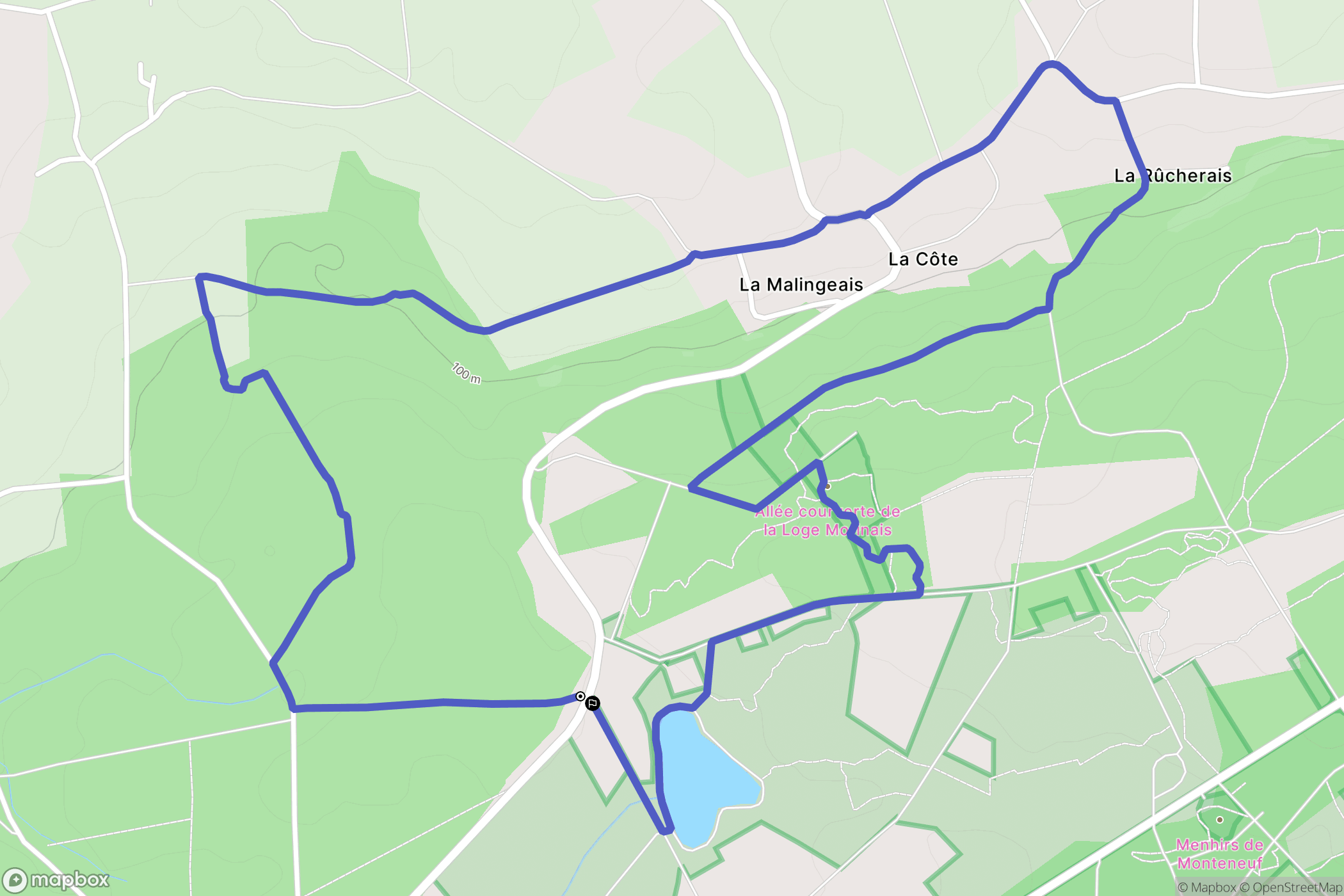 Monteneuf : carte du parcours de randonnée - France