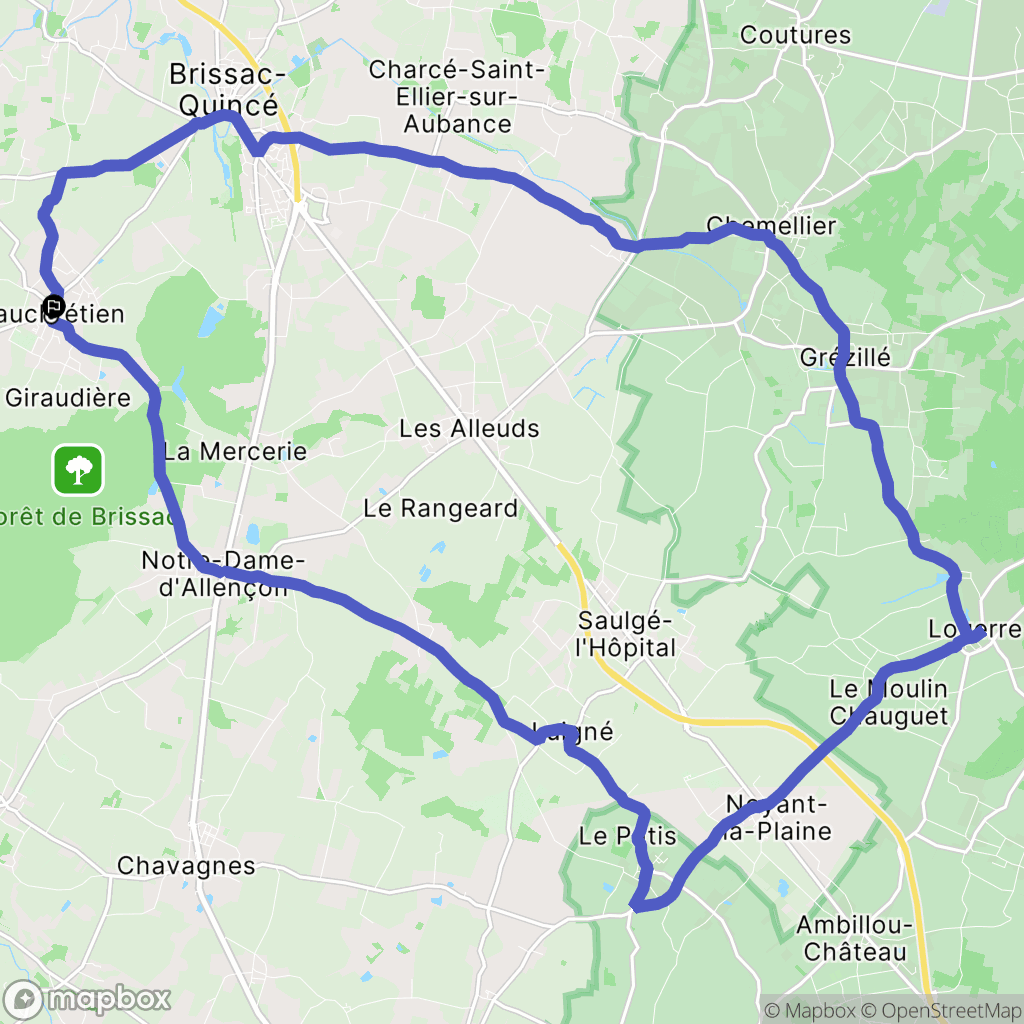 Brissac Loire Aubance : carte du parcours de randonnée - France