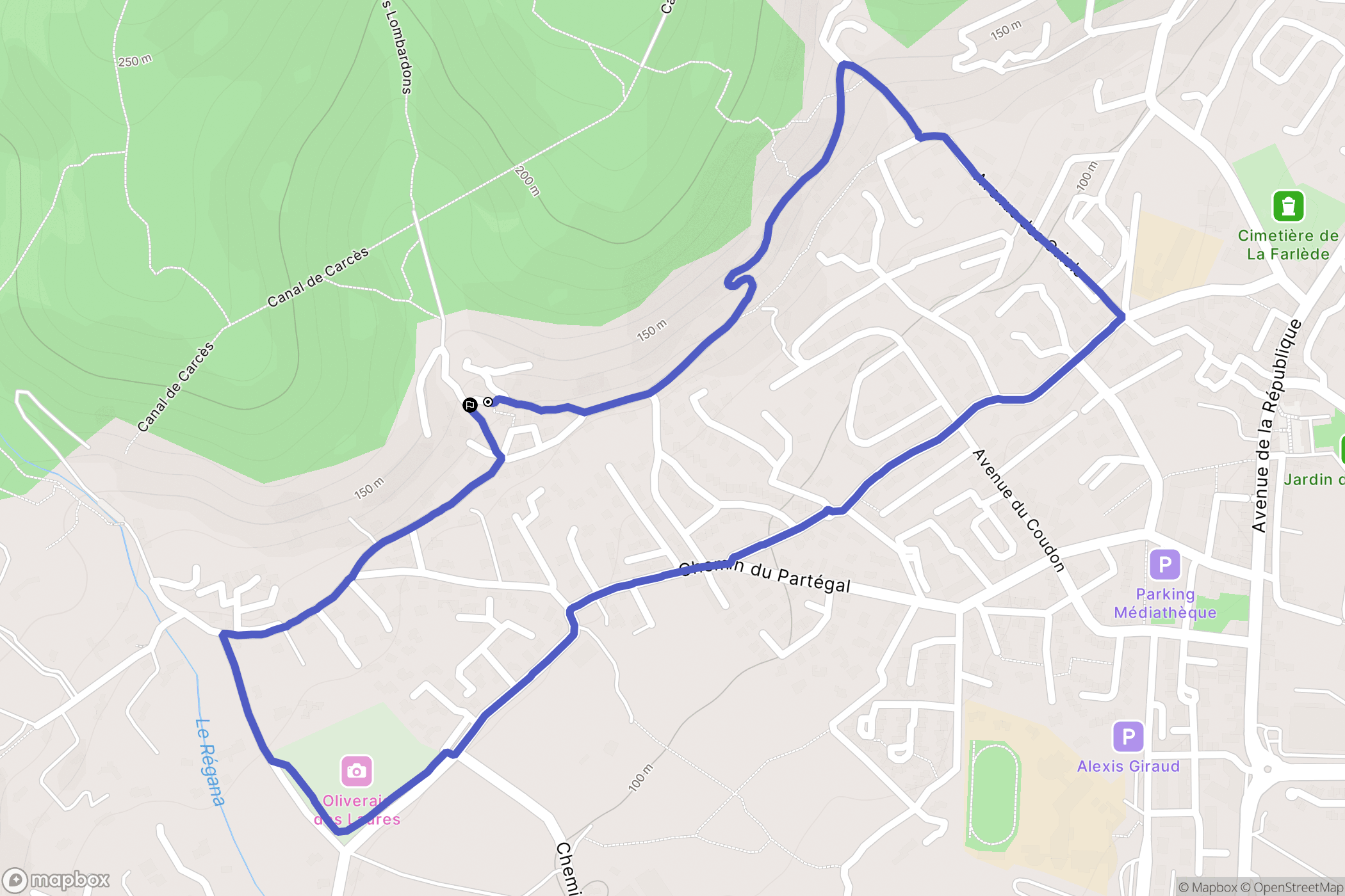 La Farlède : carte du parcours de randonnée - France