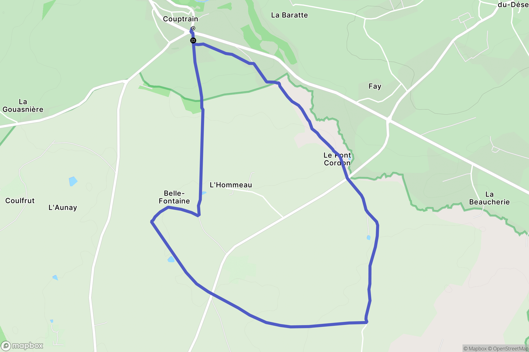 Couptrain : carte du parcours de randonnée - France