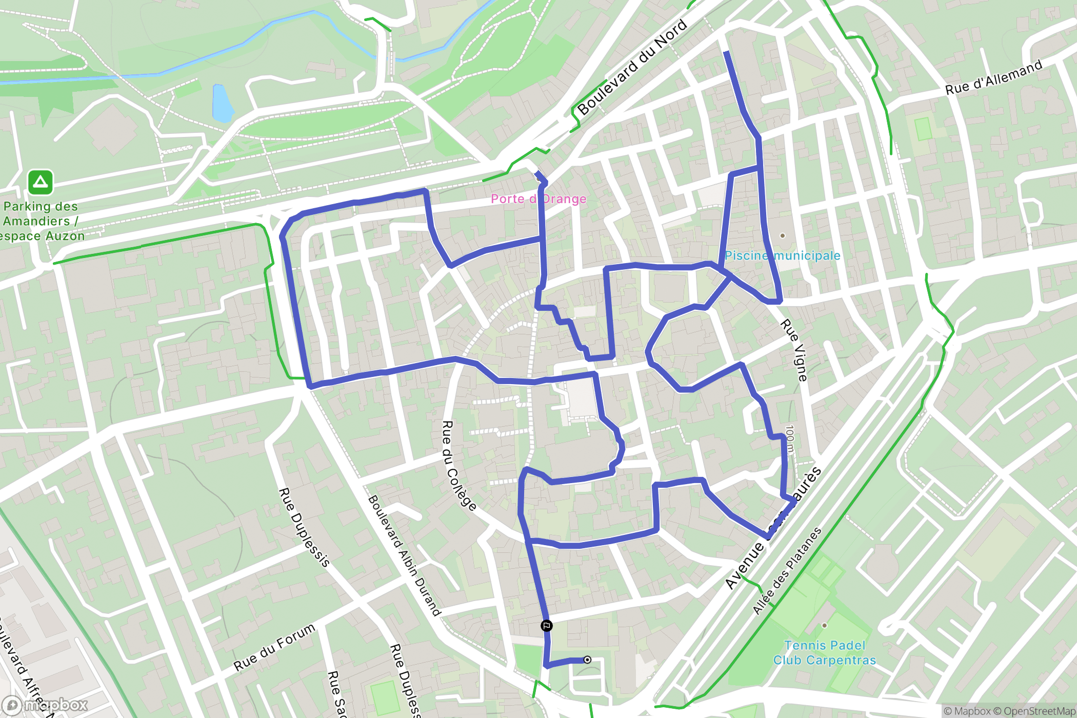 Carpentras : carte du parcours de randonnée - France