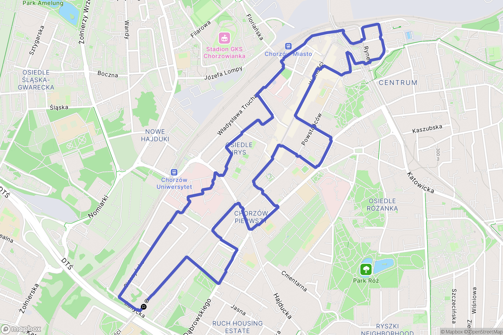 Chorzów: mapa trasy - Poland