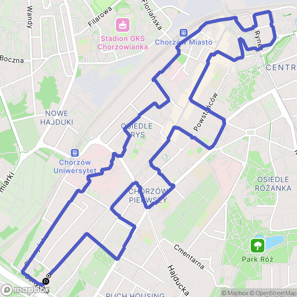 Chorzów: mapa trasy - Poland
