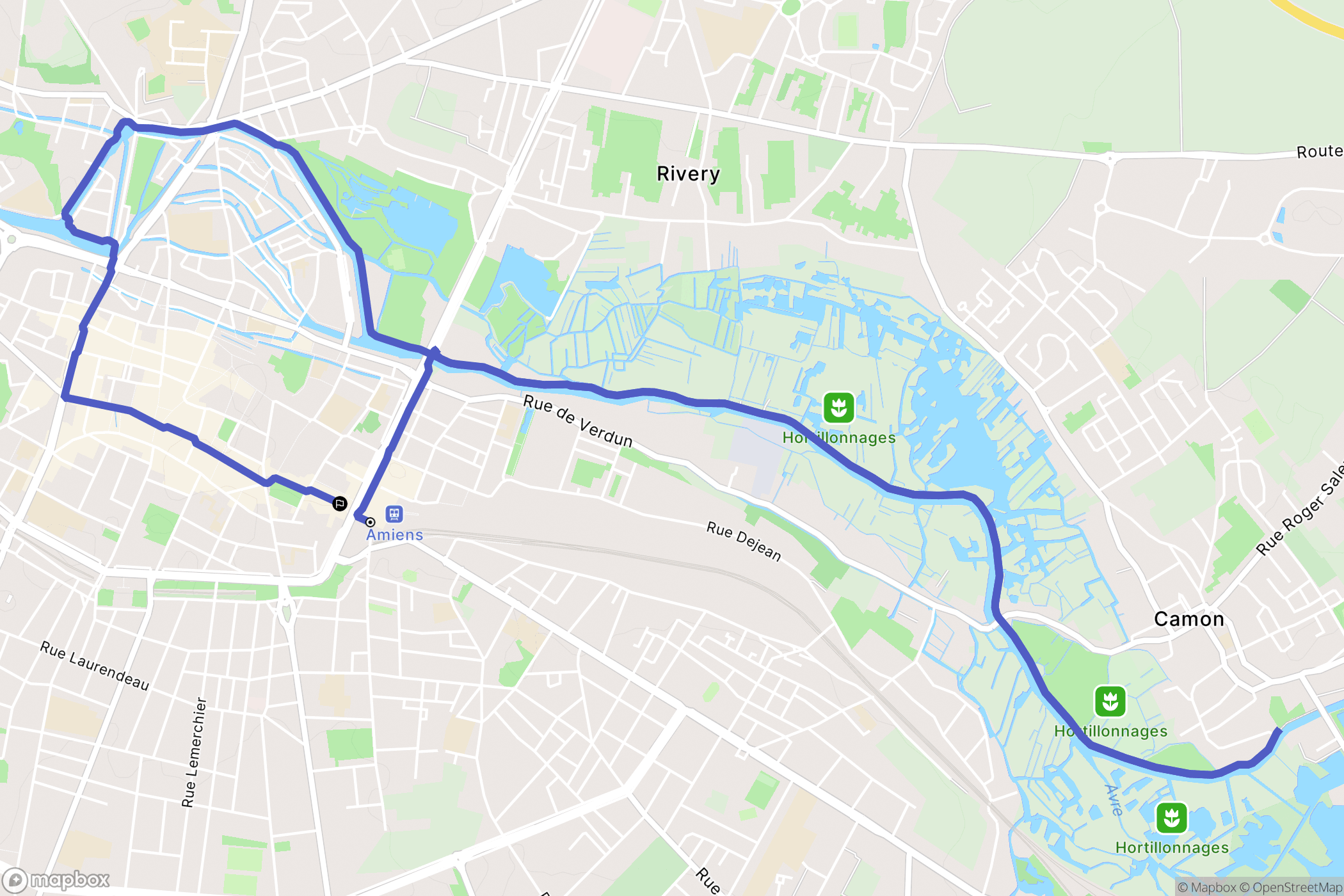 Amiens : carte du parcours de randonnée - France