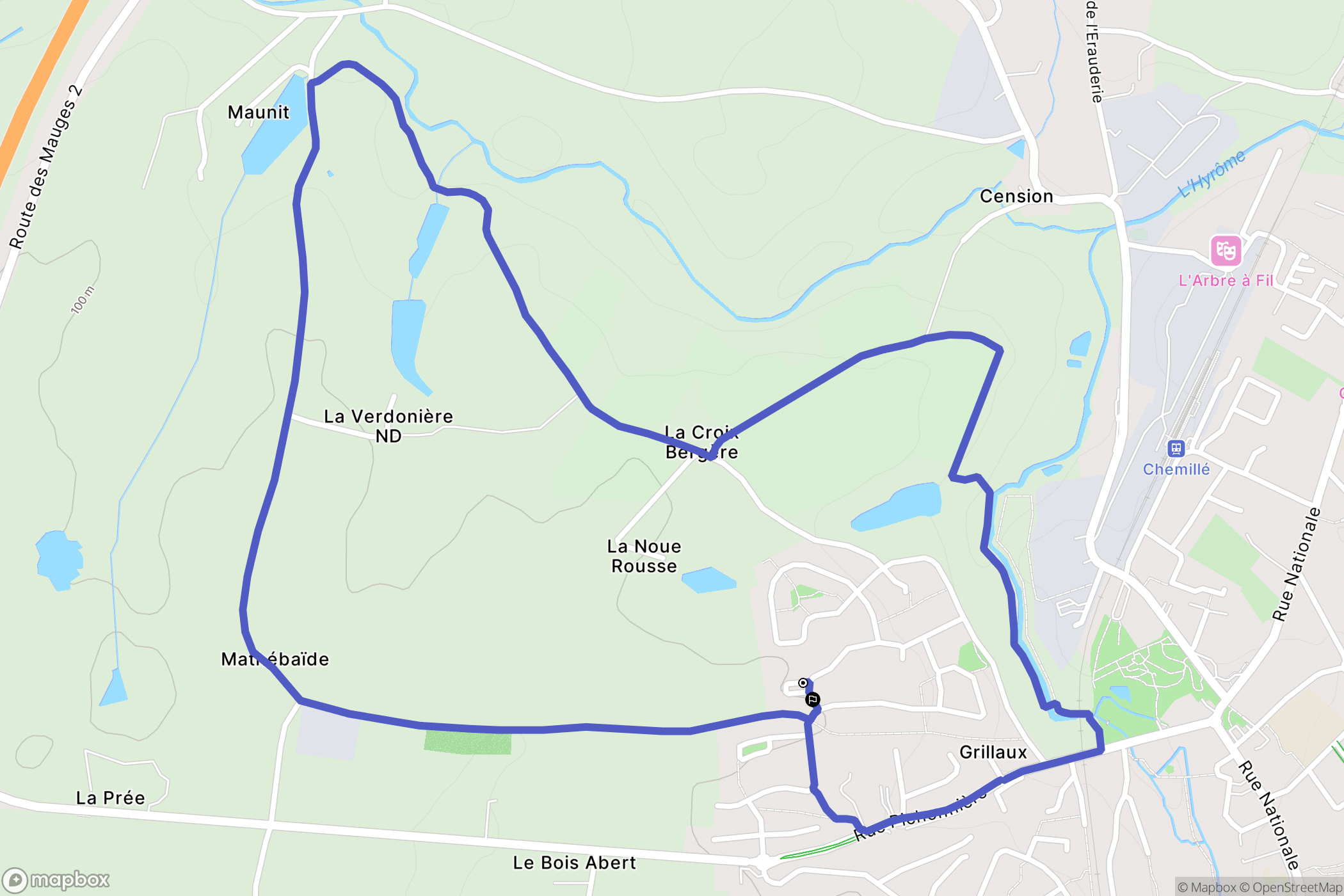 Chemillé-en-Anjou : carte du parcours de randonnée - France