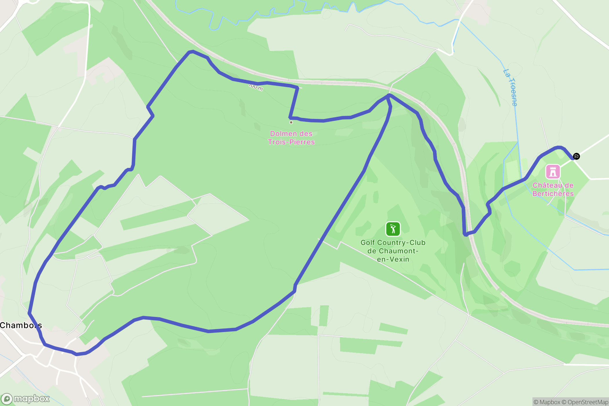 Chaumont-en-Vexin : carte du parcours de randonnée - France