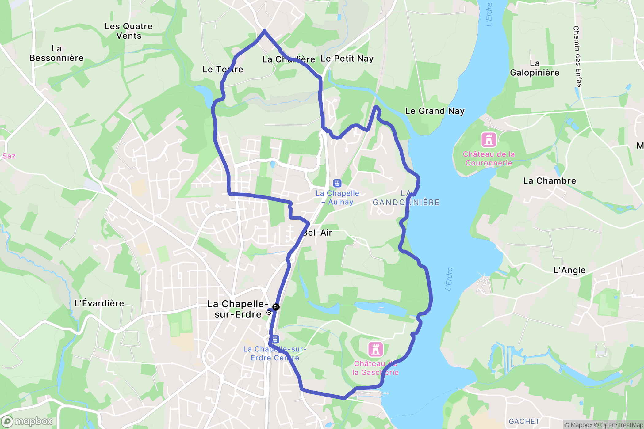 La Chapelle-sur-Erdre : carte du parcours de randonnée - France