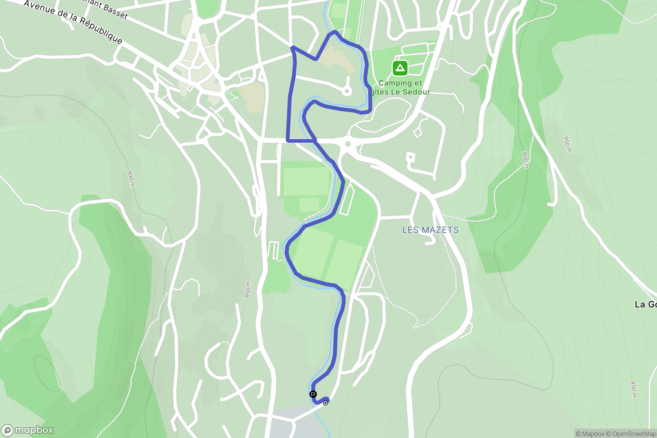 Riom-ès-Montagnes : carte du parcours de randonnée - France