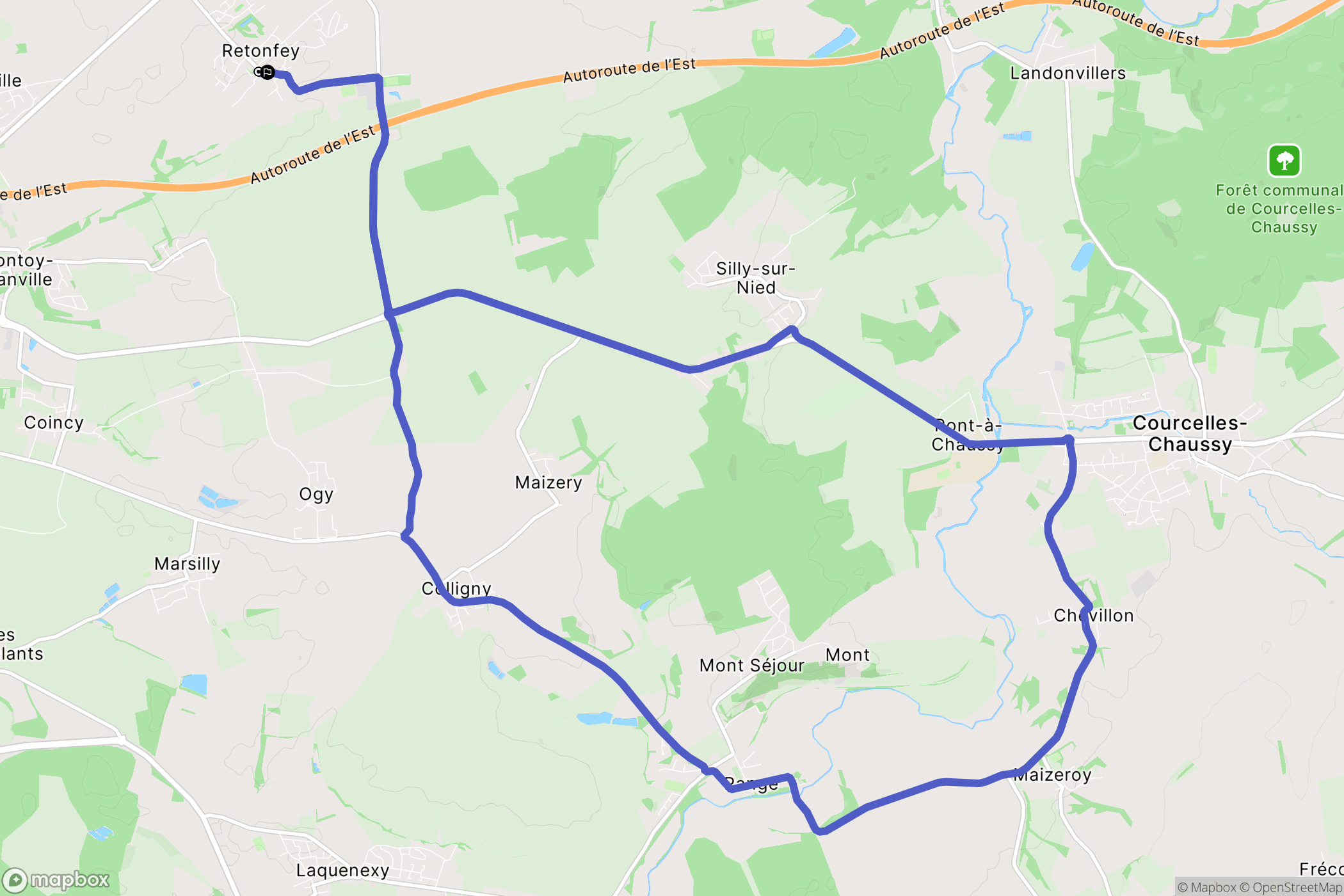 Retonfey : carte du parcours de randonnée - France
