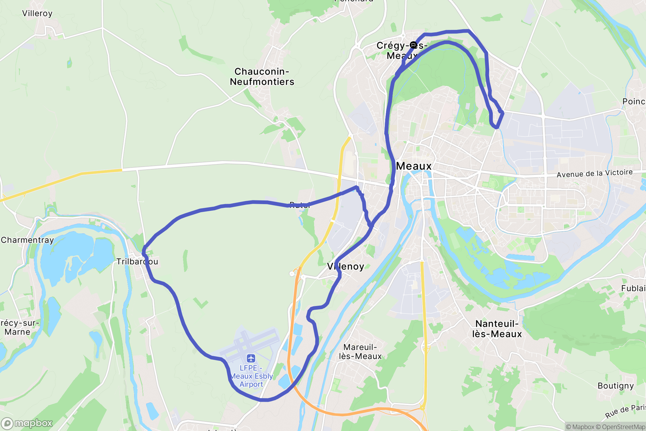 Crégy-lès-Meaux : carte du parcours de randonnée - France