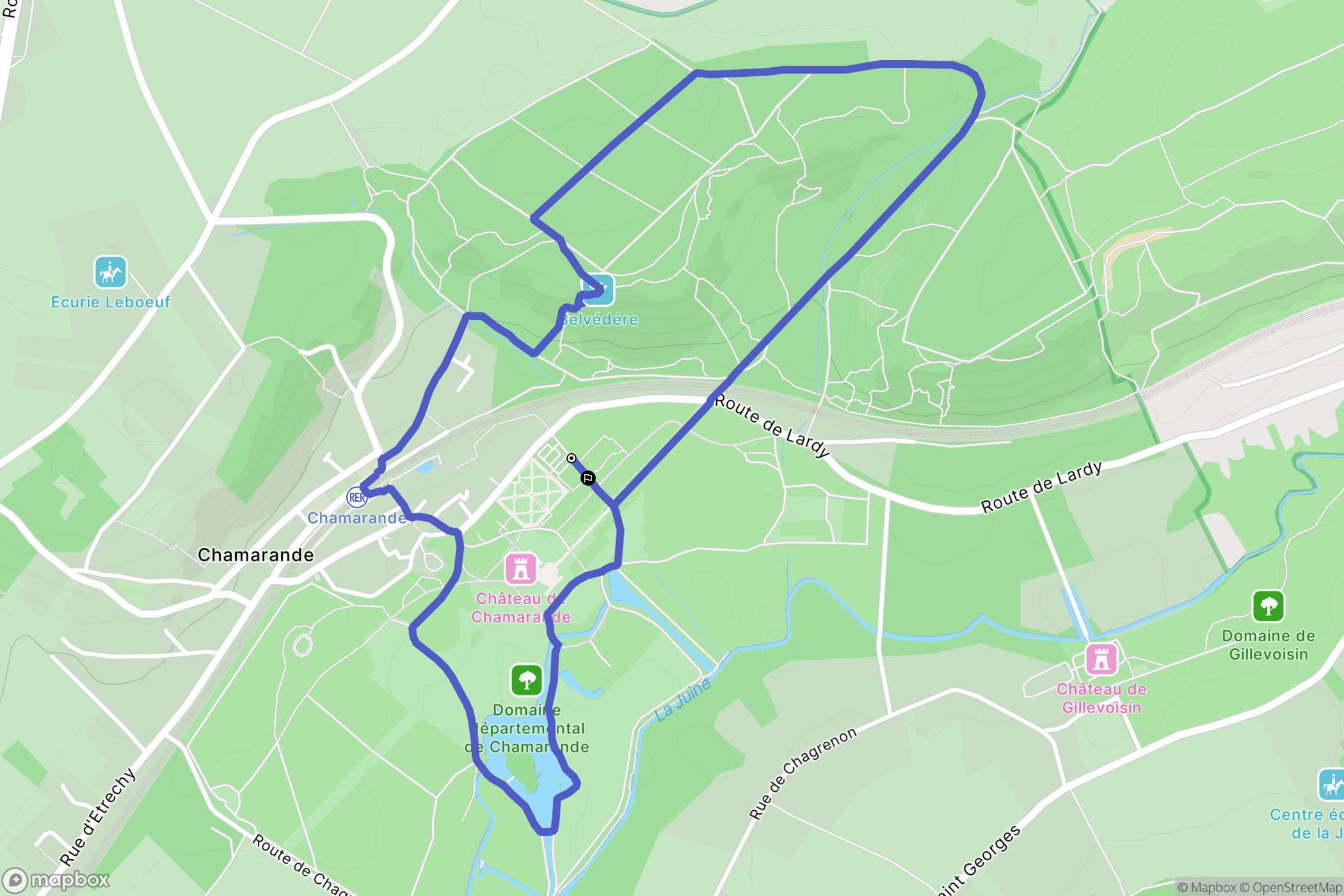 Chamarande : carte du parcours de randonnée - France