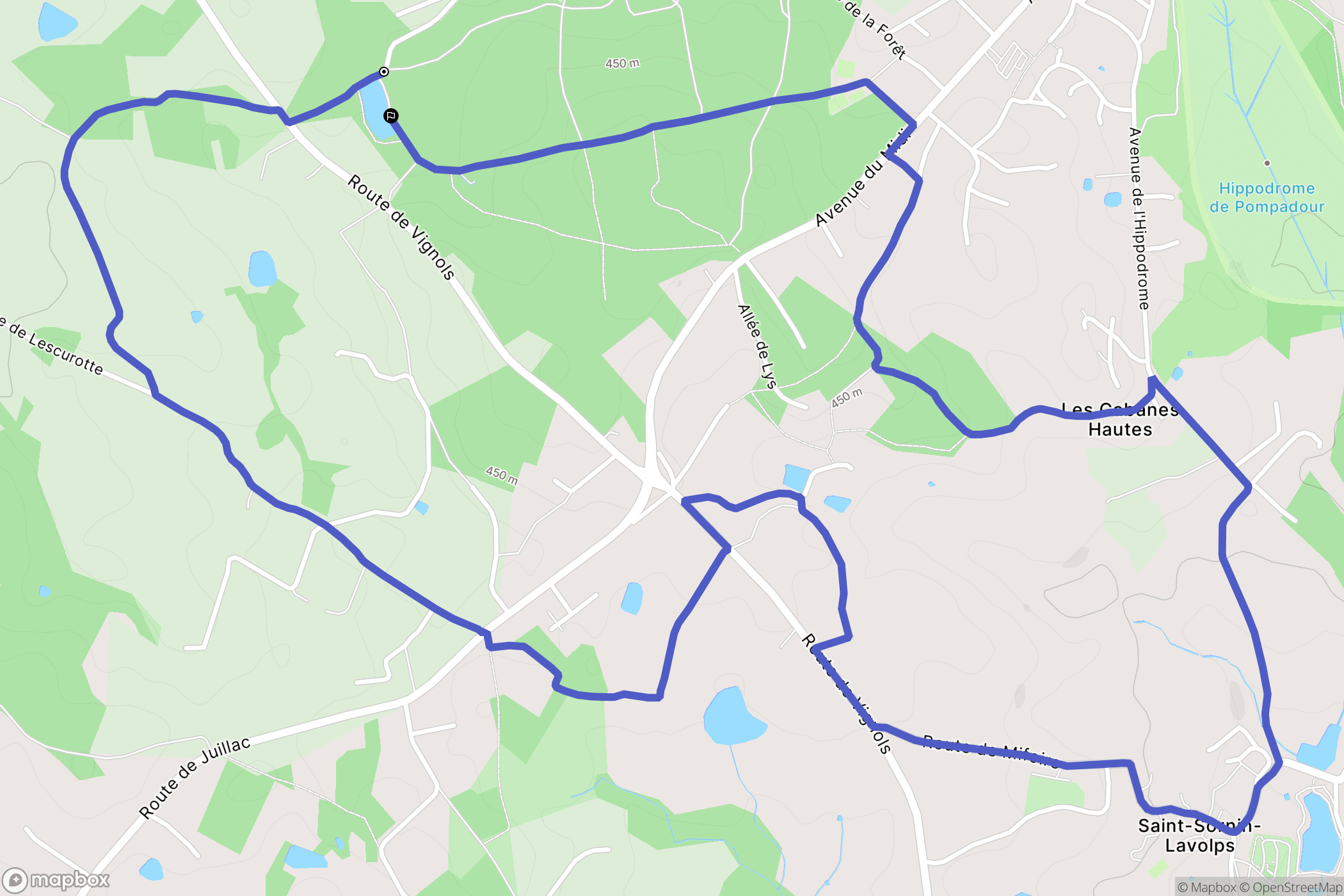 Arnac-Pompadour : carte du parcours de randonnée - France
