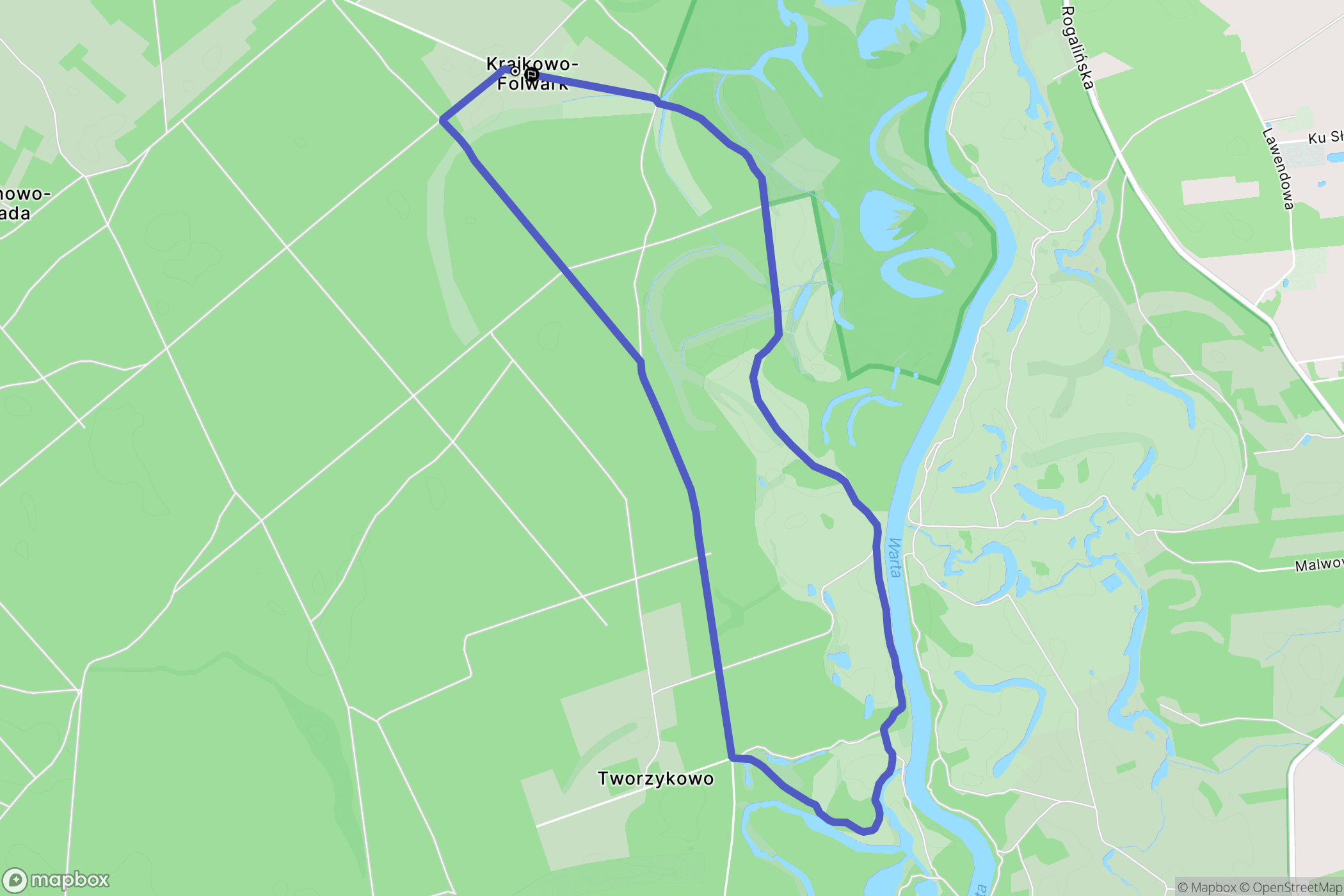 Krajkowo: mapa trasy - Poland