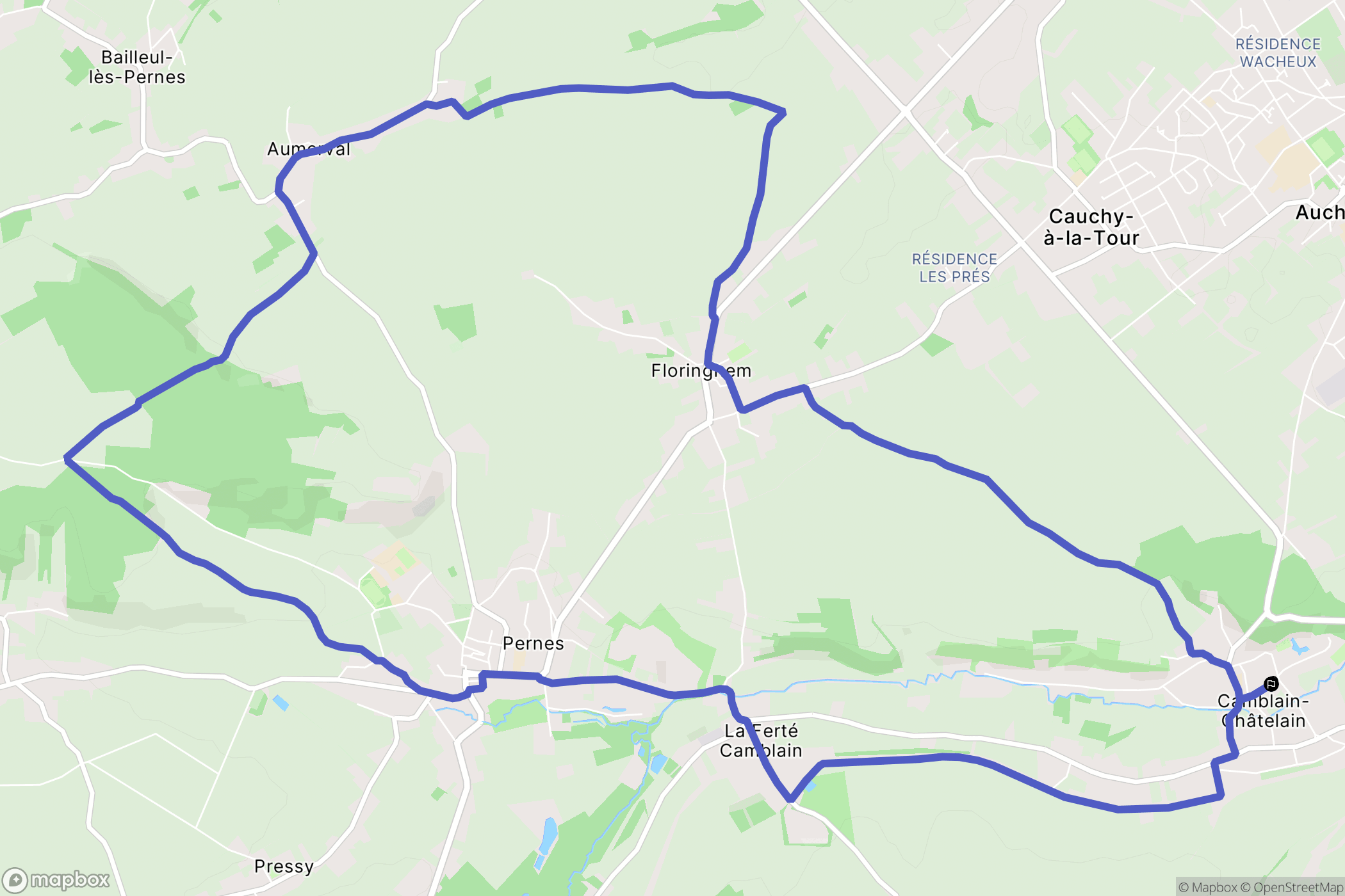 Camblain-Châtelain : carte du parcours de randonnée - France