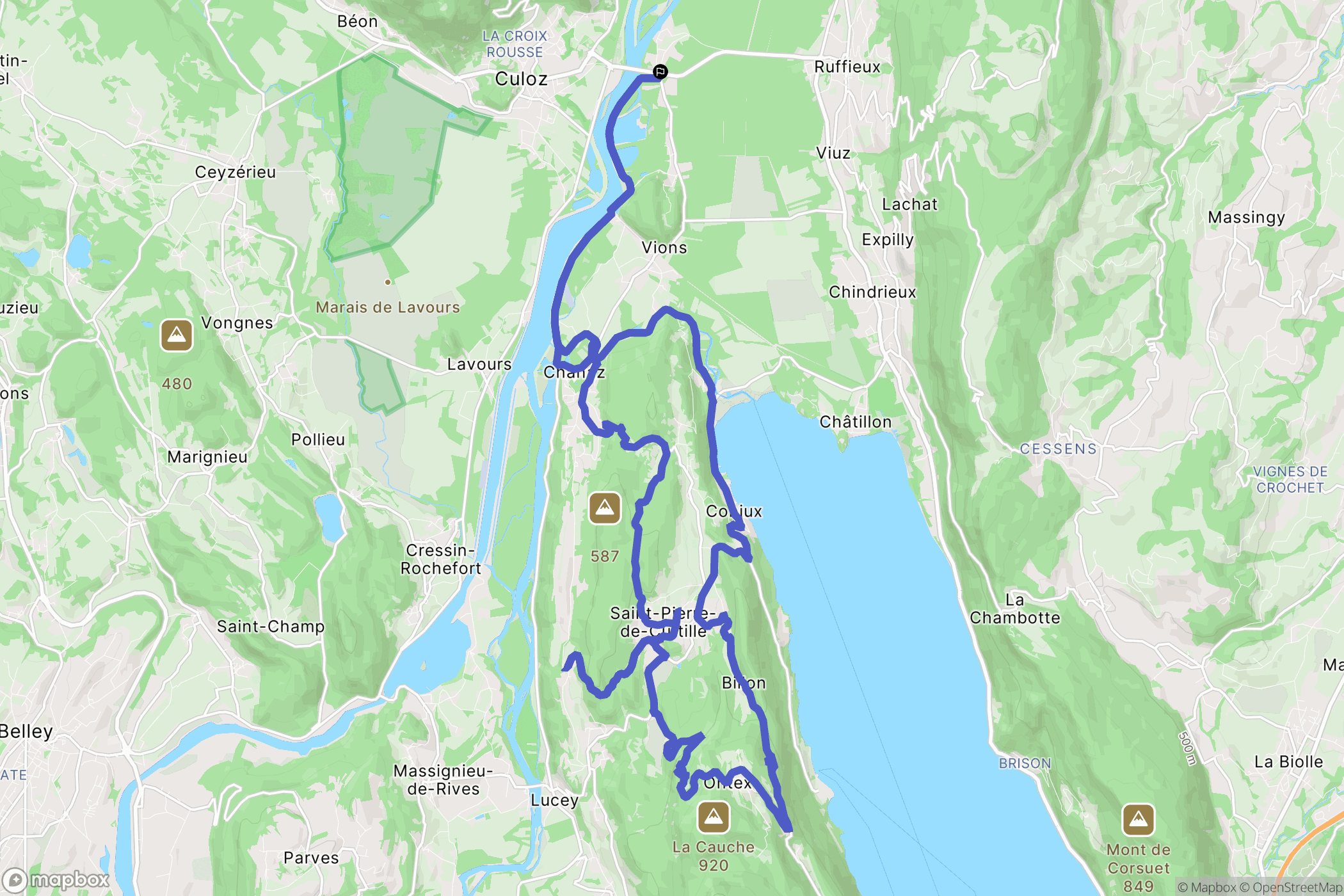 Ruffieux : carte du parcours de randonnée - France
