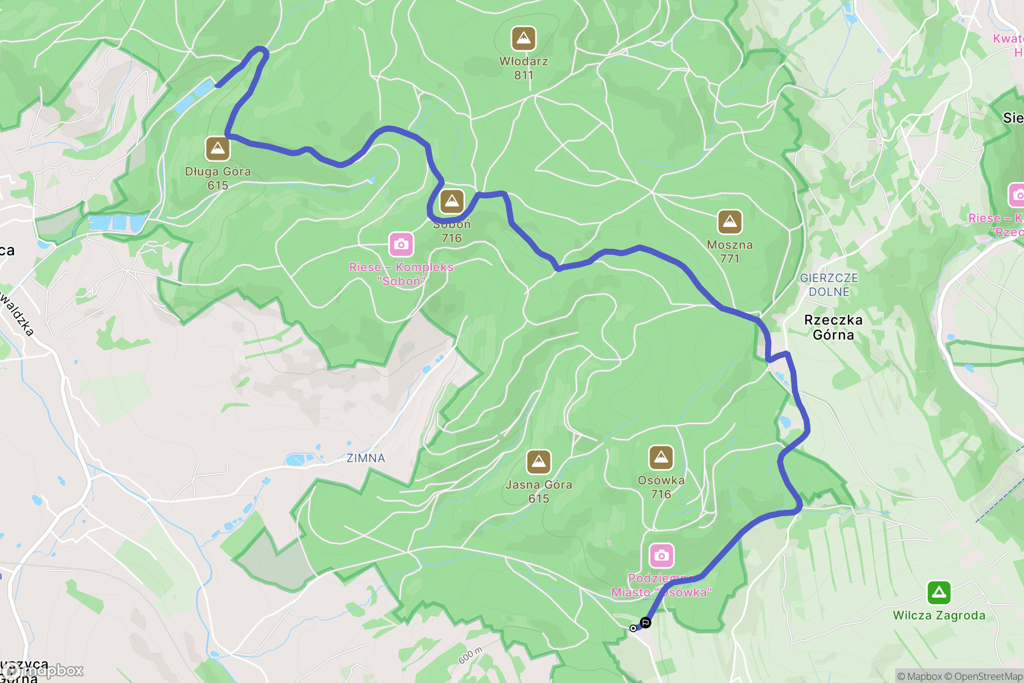 Głuszyca: mapa trasy - Poland