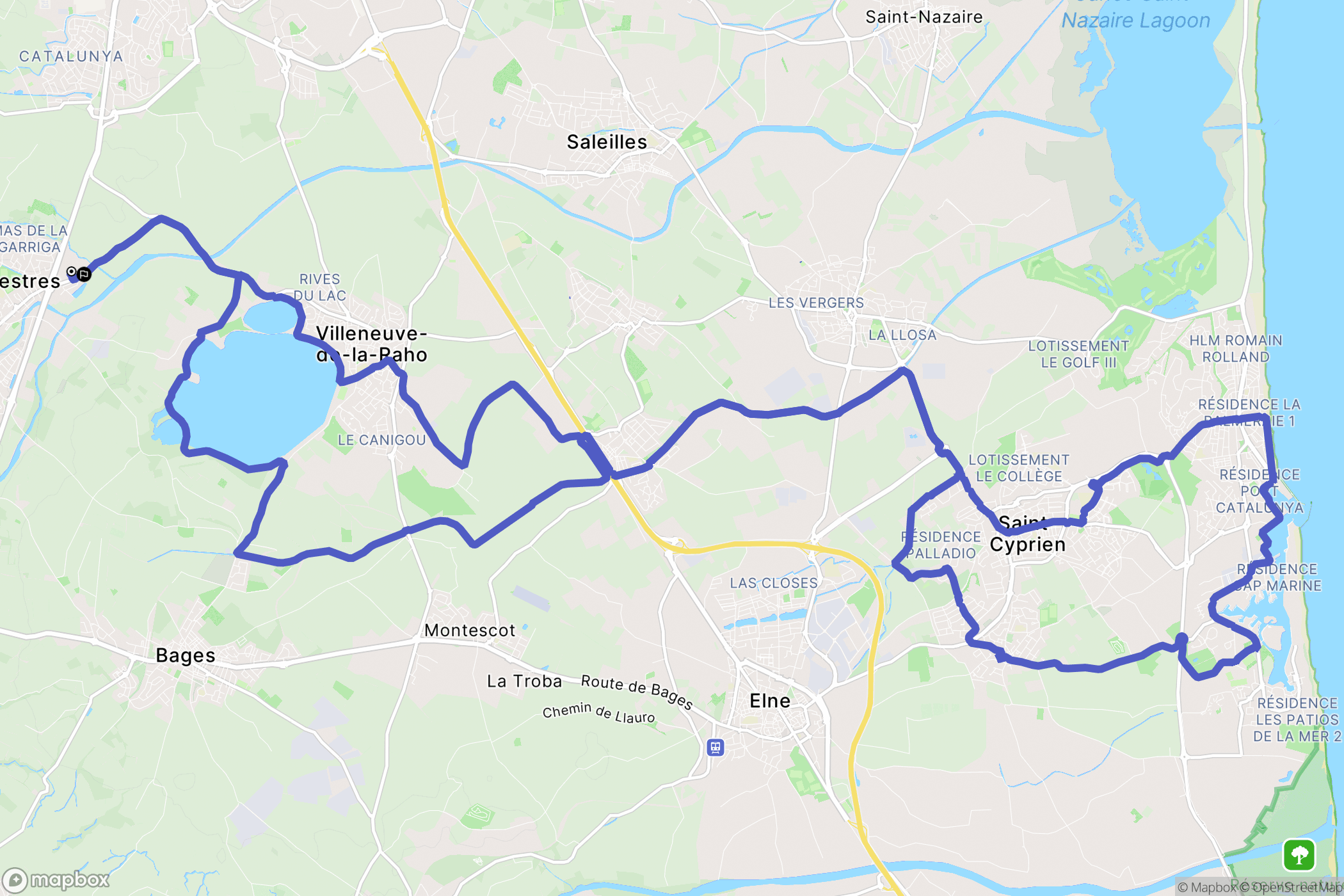Pollestres : carte du parcours de randonnée - France