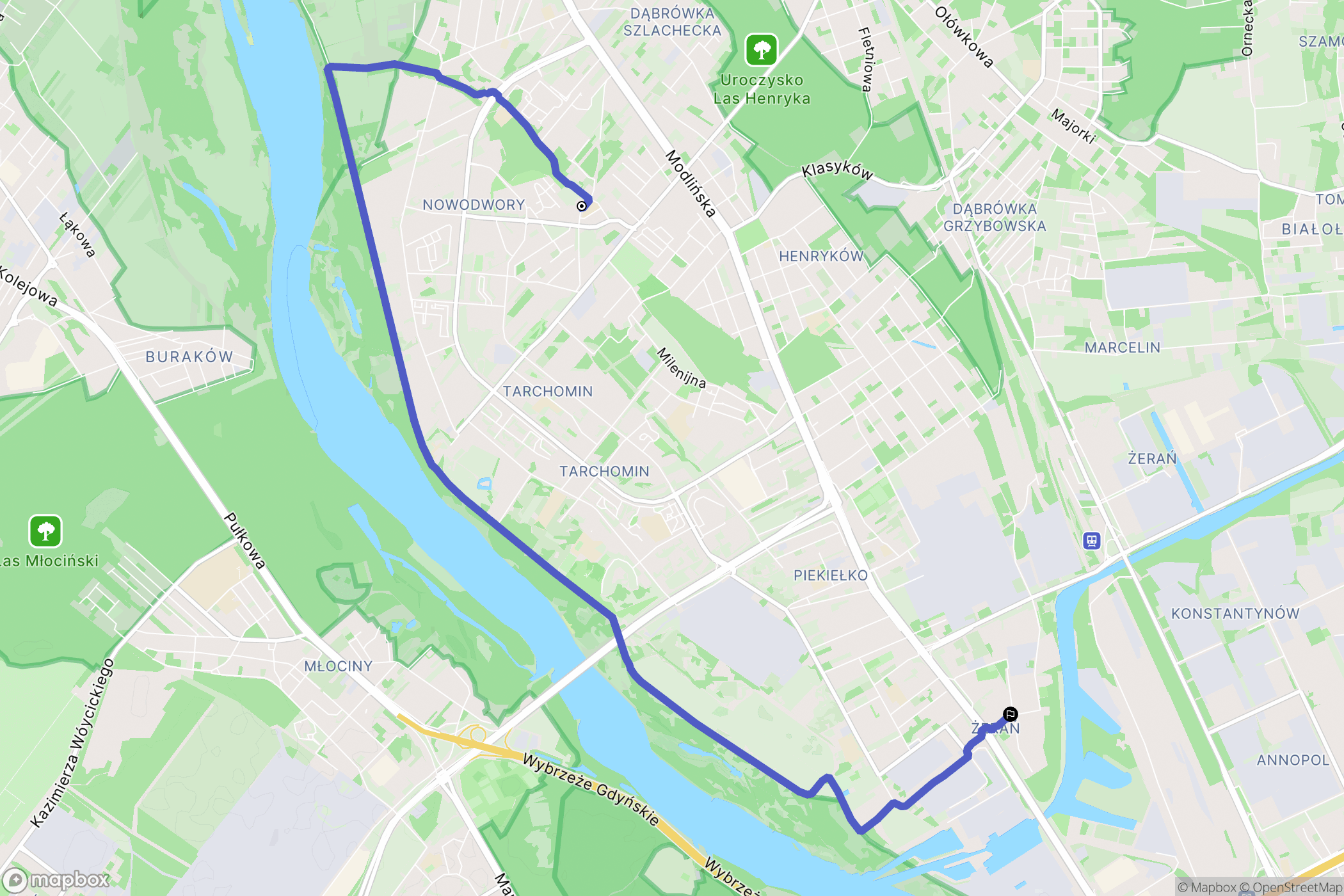 Warszawa: mapa trasy - Poland