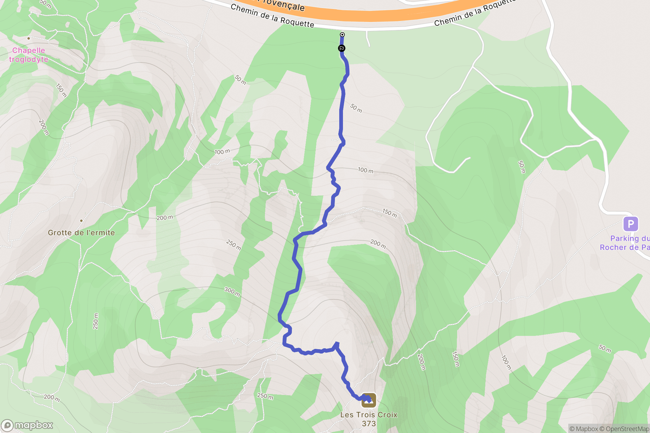 Roquebrune-sur-Argens : carte du parcours de randonnée - France