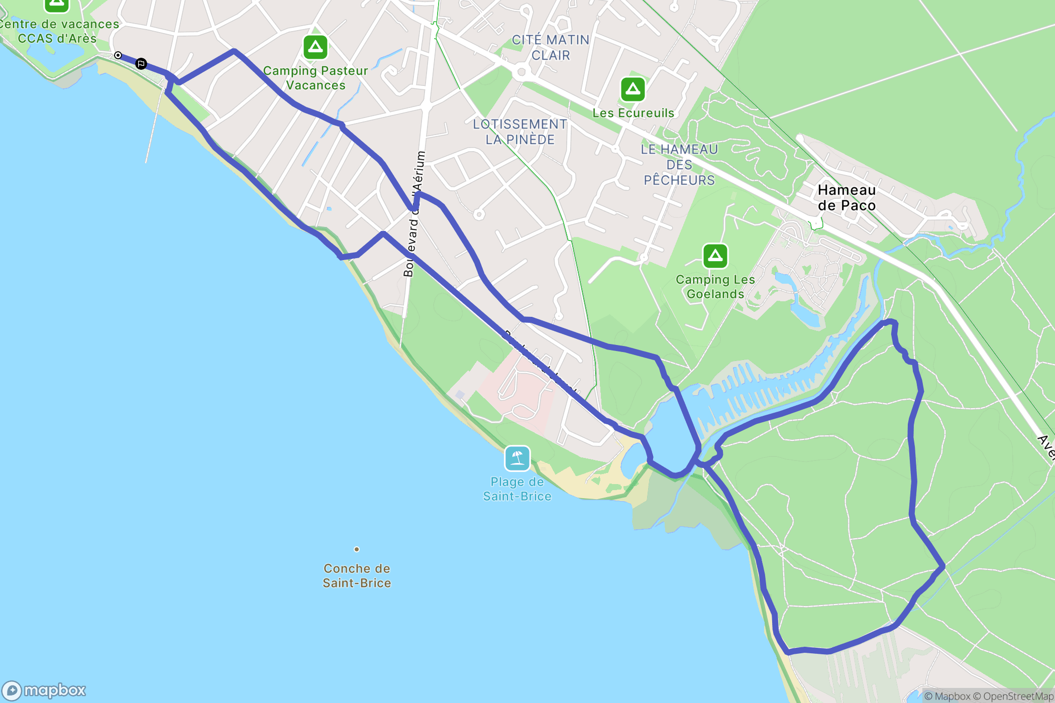 Arès : carte du parcours de randonnée - France
