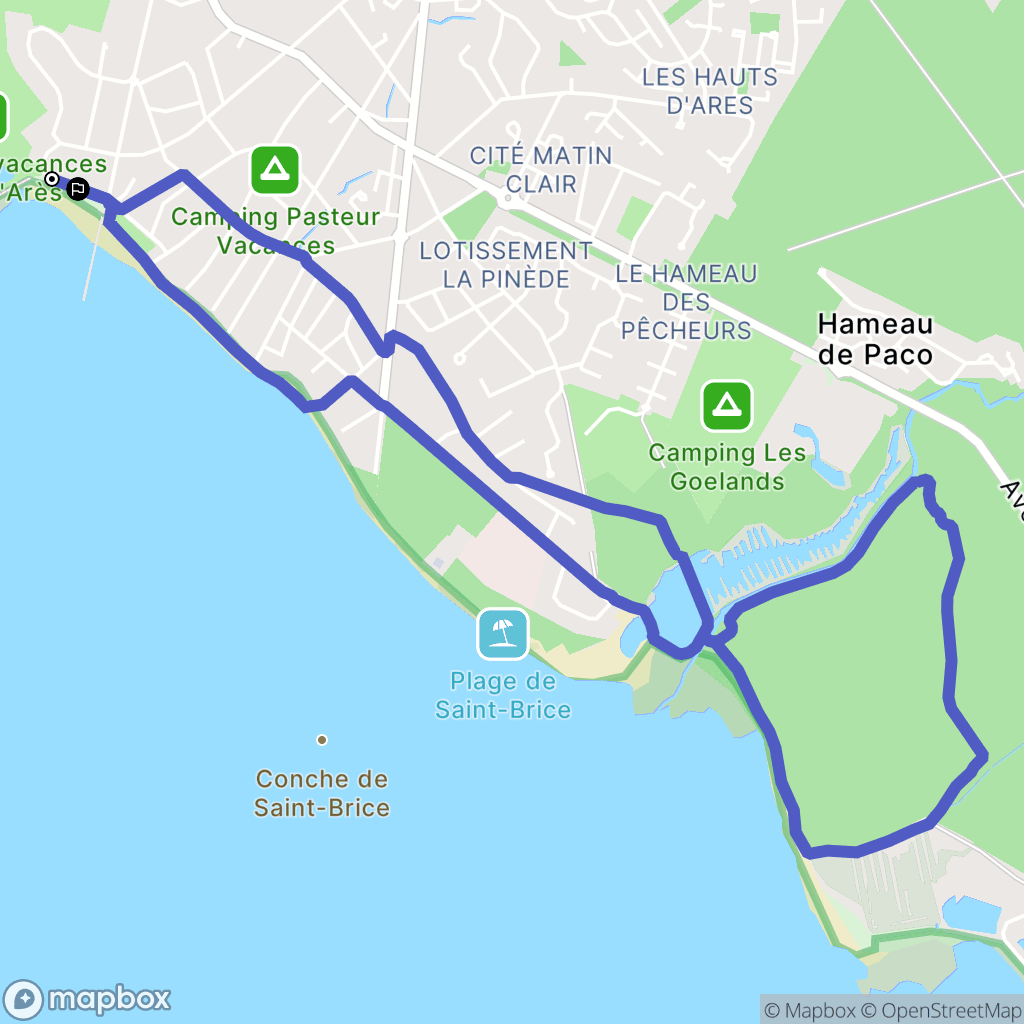 Arès : carte du parcours de randonnée - France