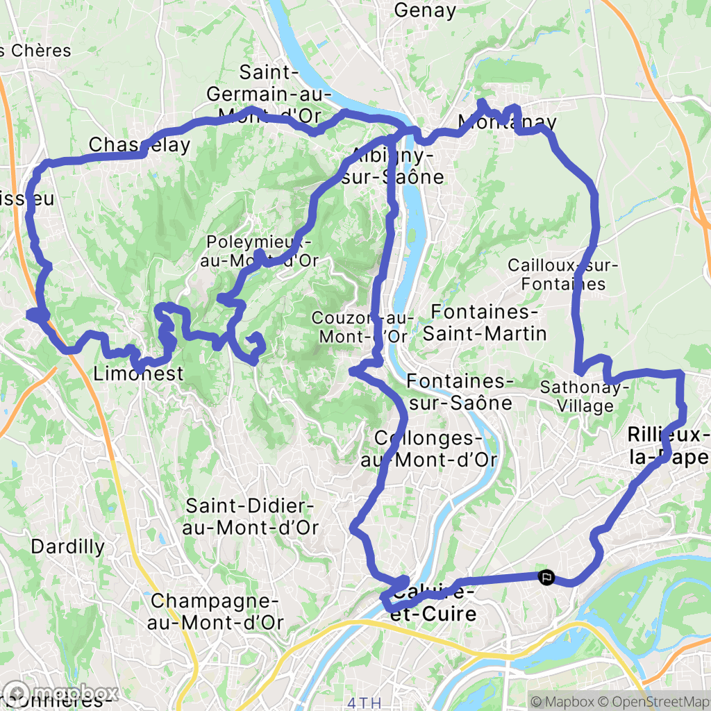 Caluire-et-Cuire : carte du parcours de randonnée - France