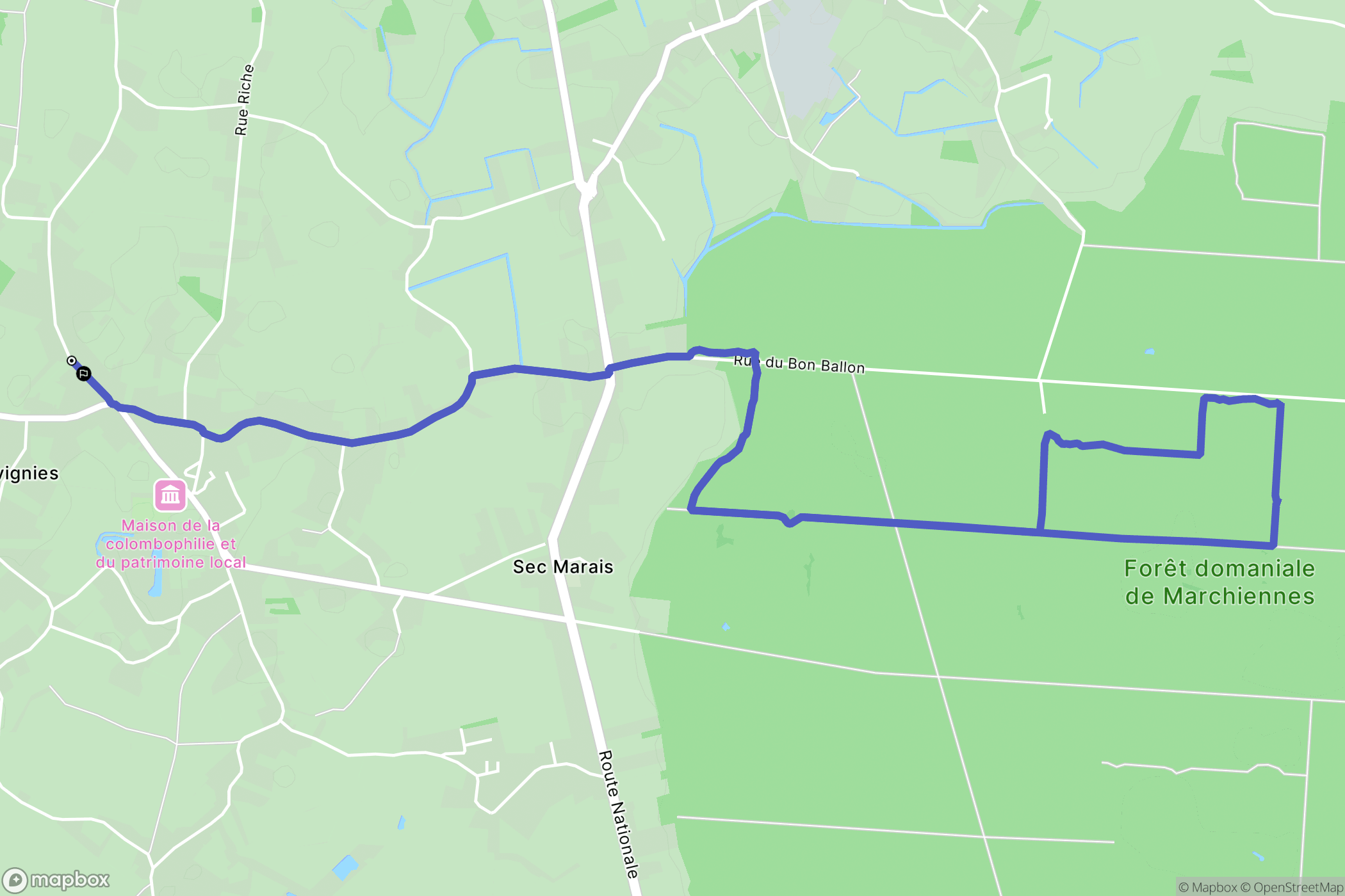 Bouvignies : carte du parcours de randonnée - France