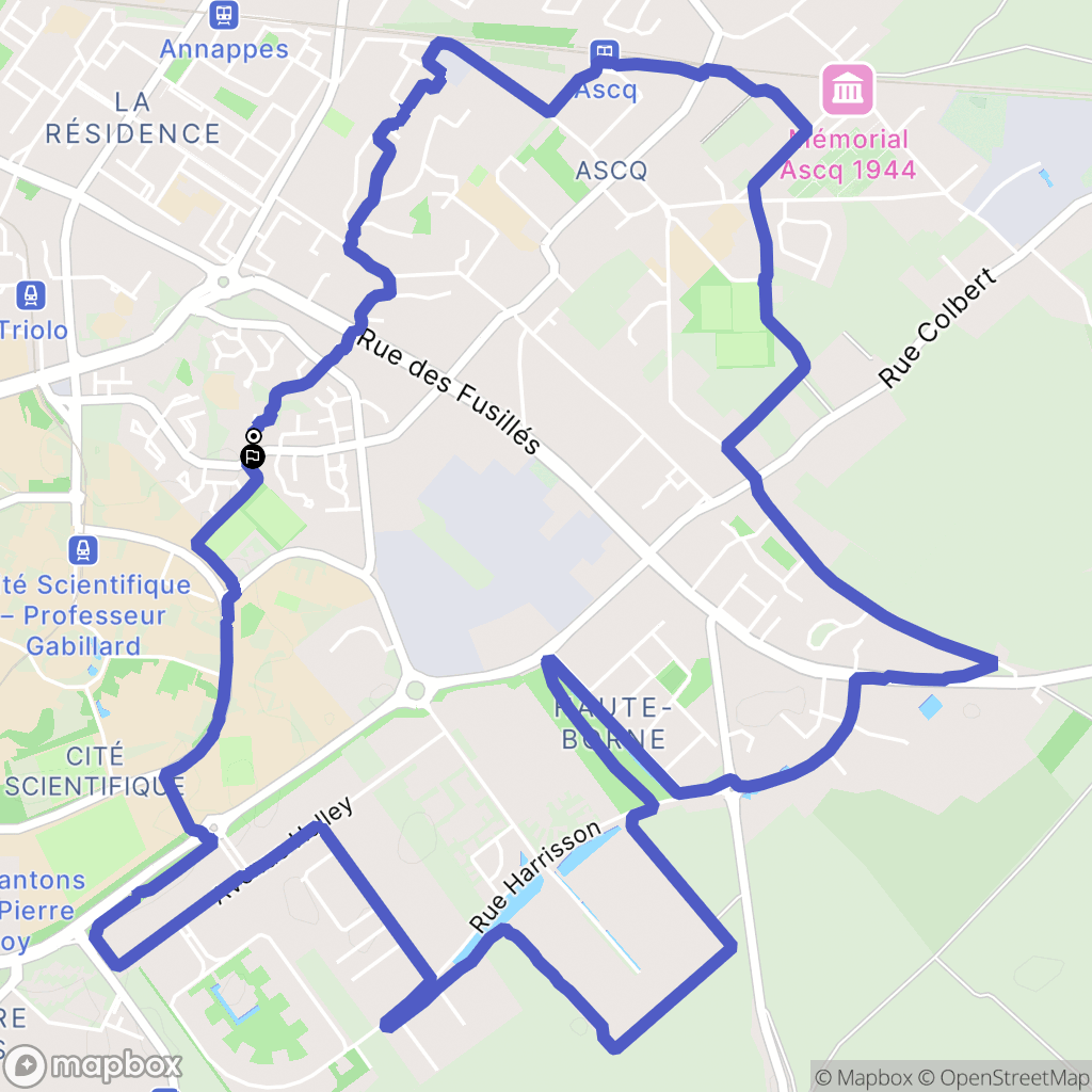 Villeneuve-d'Ascq : carte du parcours de randonnée - France