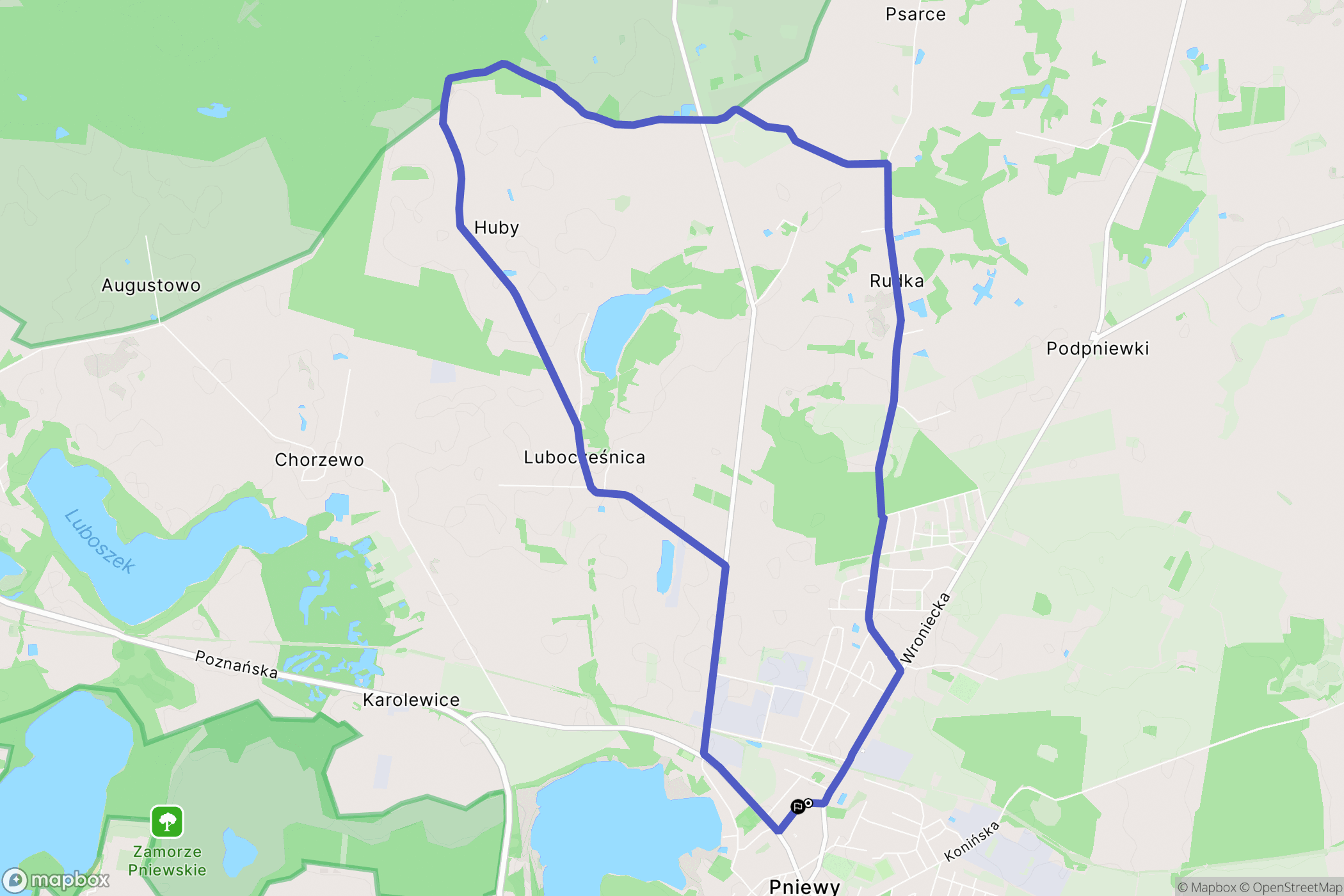Pniewy: mapa trasy - Poland