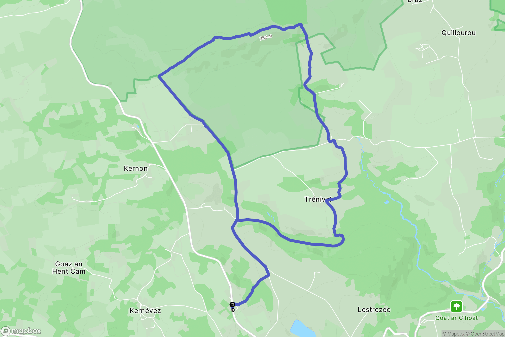 Berrien : carte du parcours de randonnée - France