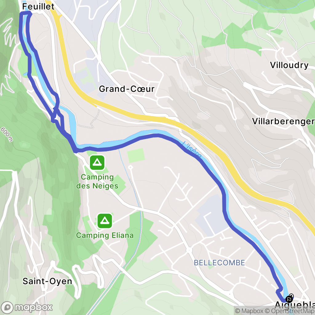 Grand-Aigueblanche : carte du parcours de randonnée - France
