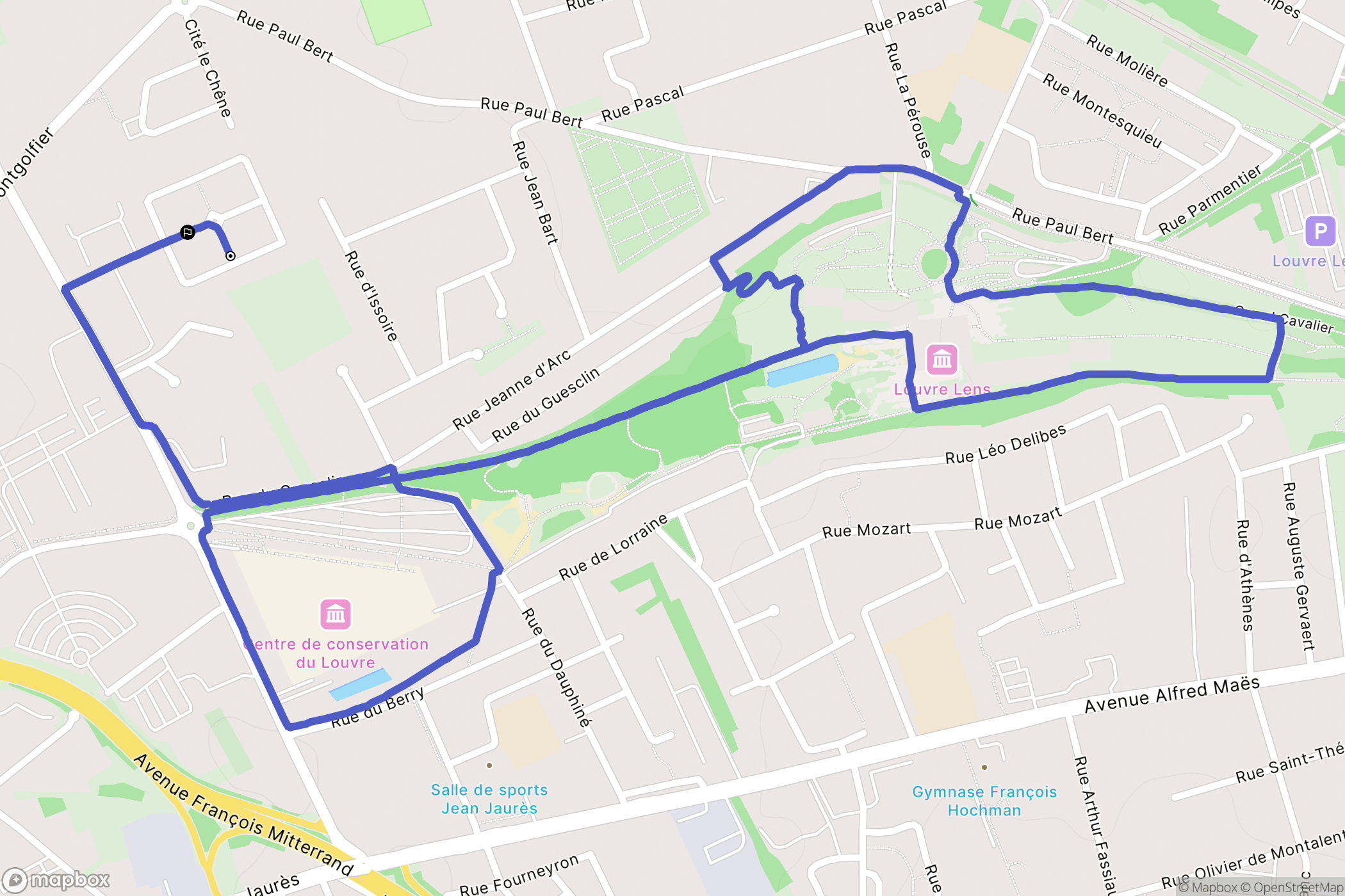 Liévin : carte du parcours de randonnée - France