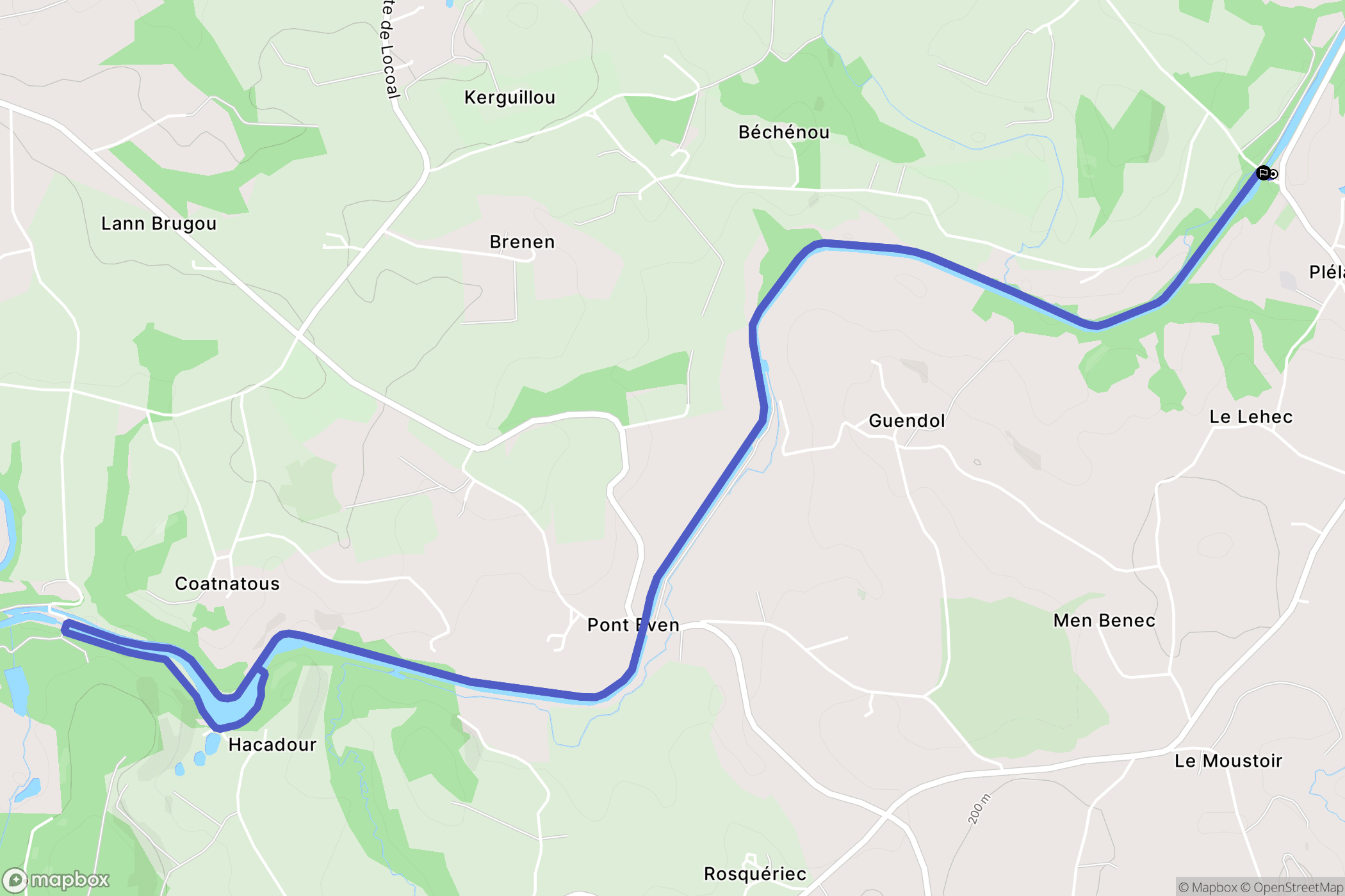 Plélauff : carte du parcours de randonnée - France