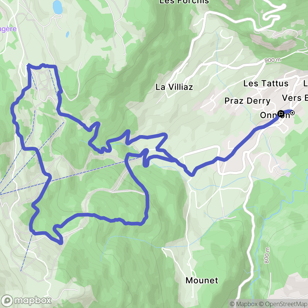 Onnion : carte du parcours de randonnée - France