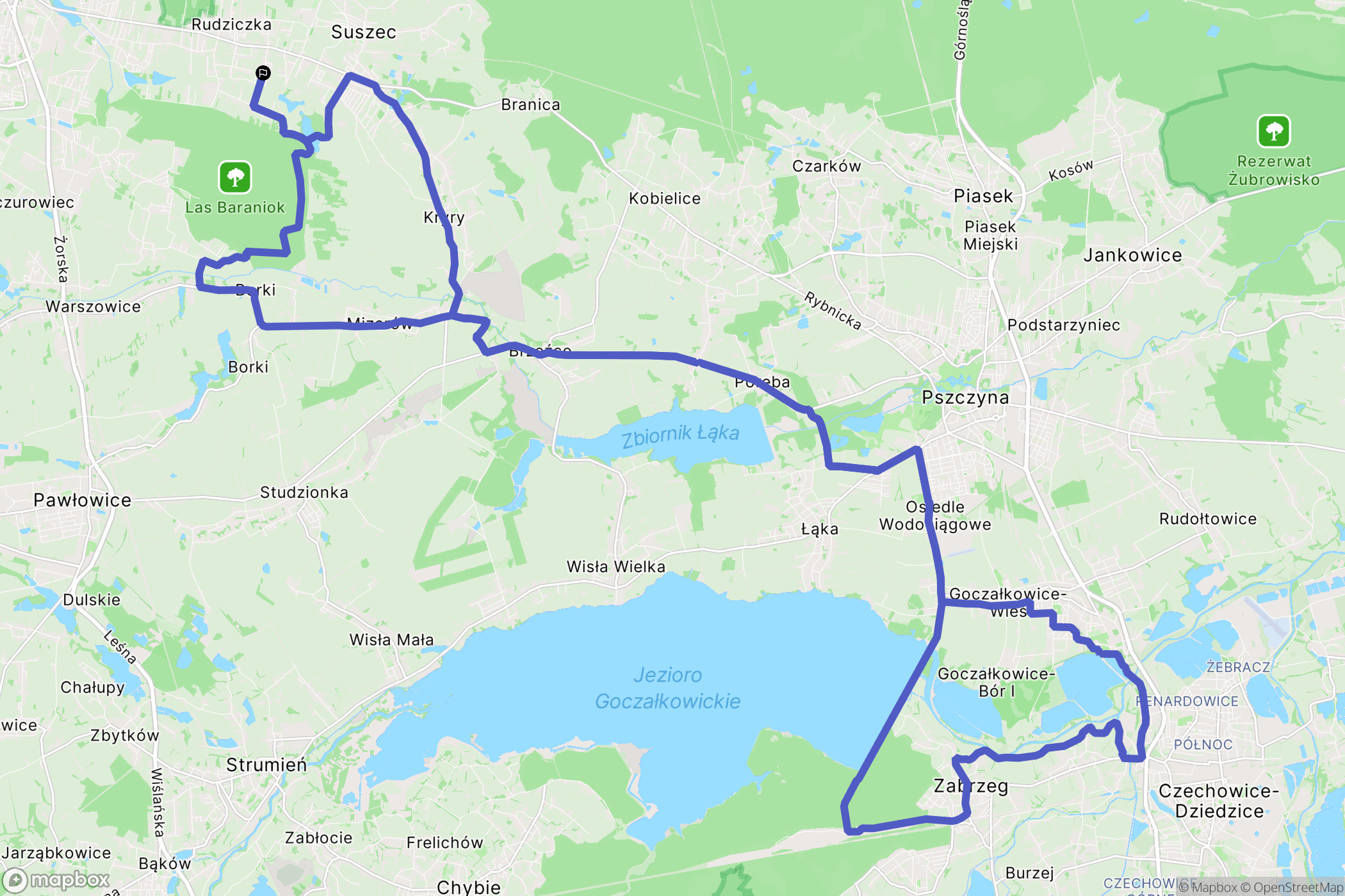 Rudziczka: mapa trasy - Poland