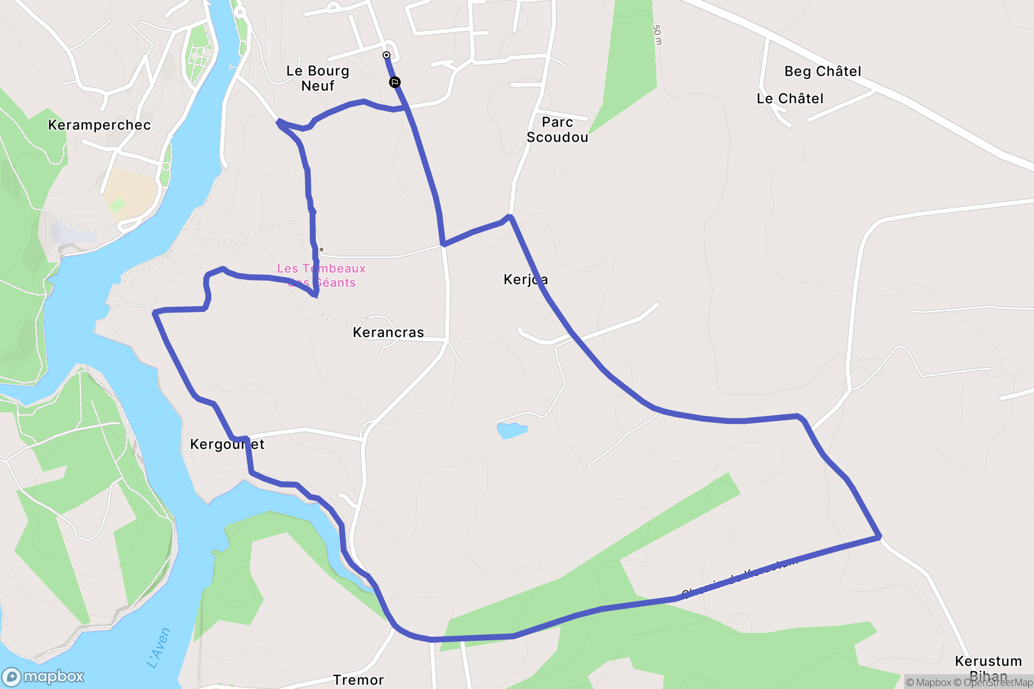 Pont-Aven : carte du parcours de randonnée - France