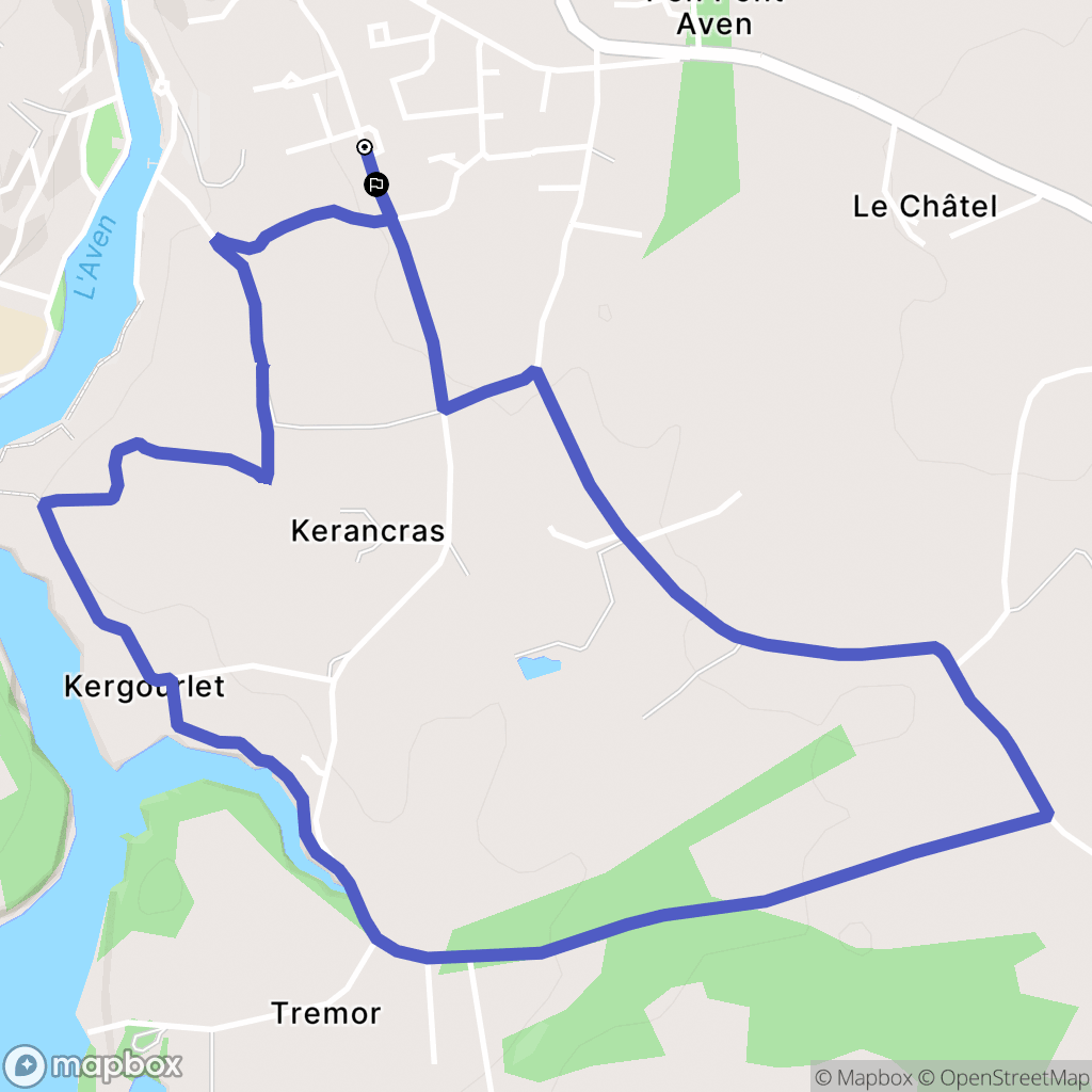 Pont-Aven : carte du parcours de randonnée - France