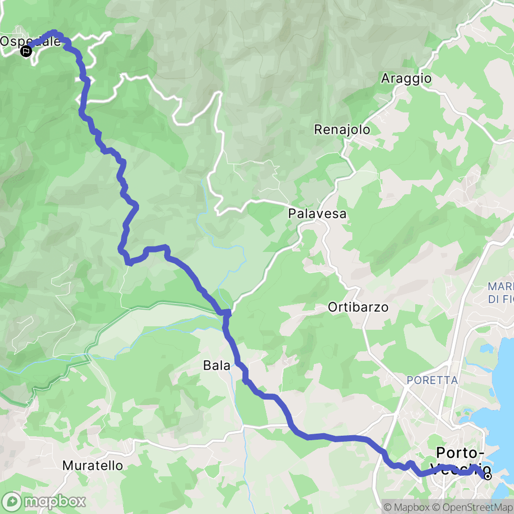 Porto-Vecchio : carte du parcours de randonnée - France