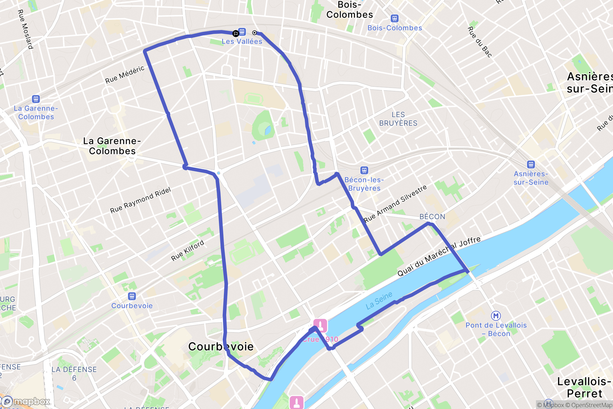 Bois-Colombes : carte du parcours de randonnée - France