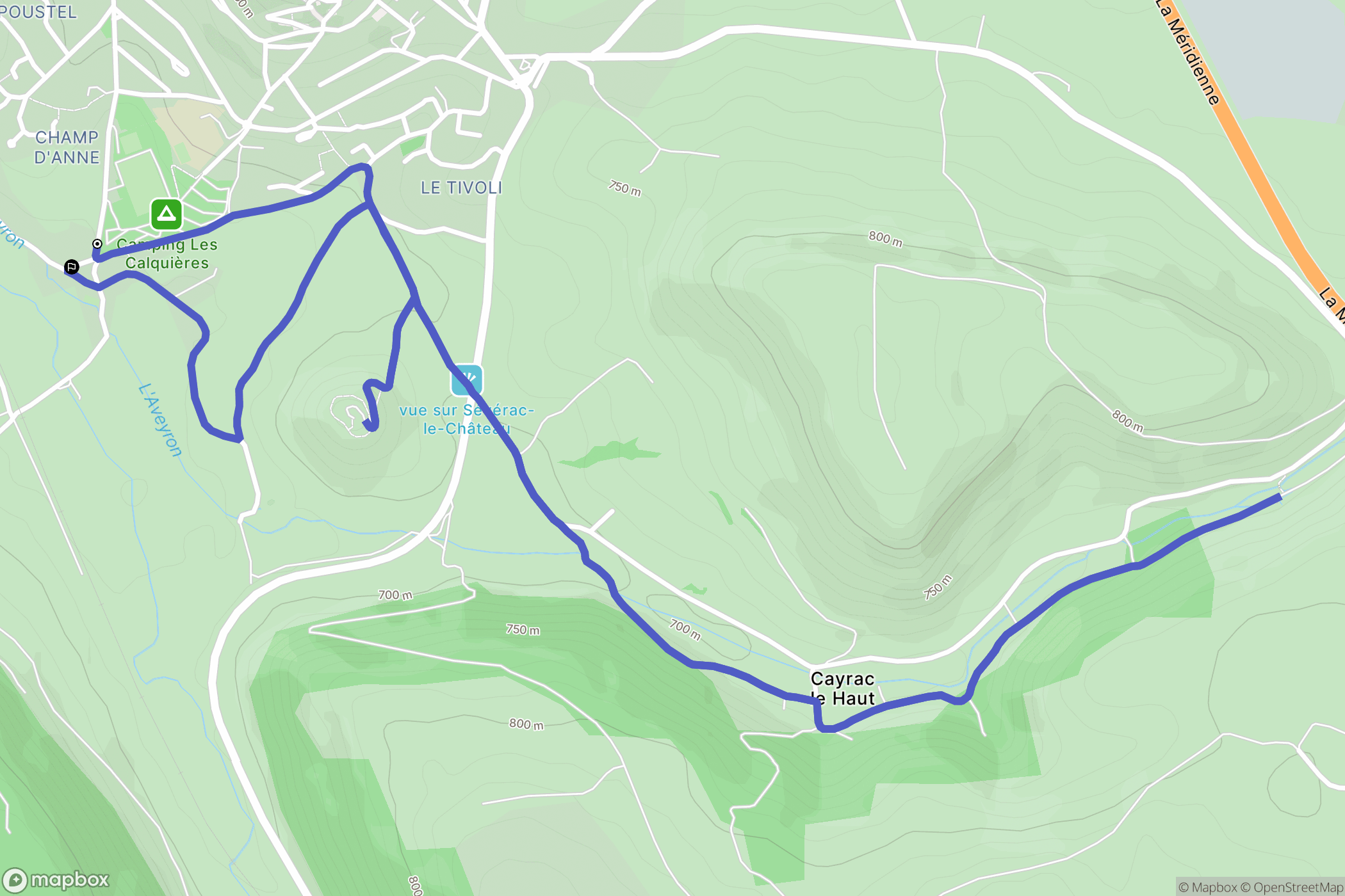 Sévérac d'Aveyron : carte du parcours de randonnée - France