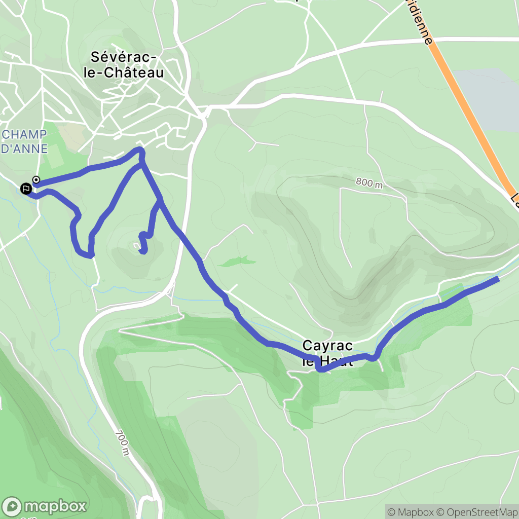 Sévérac d'Aveyron : carte du parcours de randonnée - France