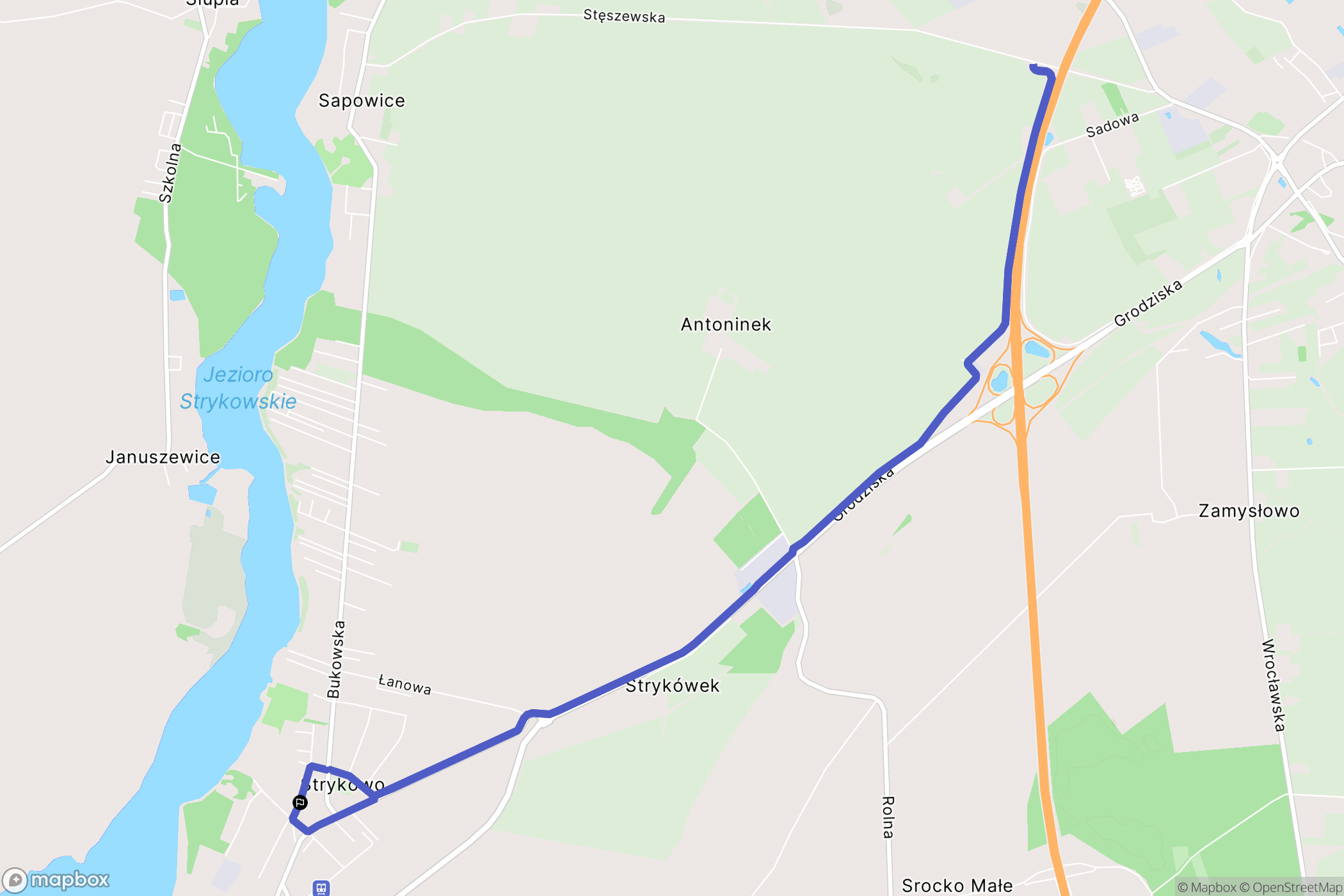 Strykowo: mapa trasy - Poland