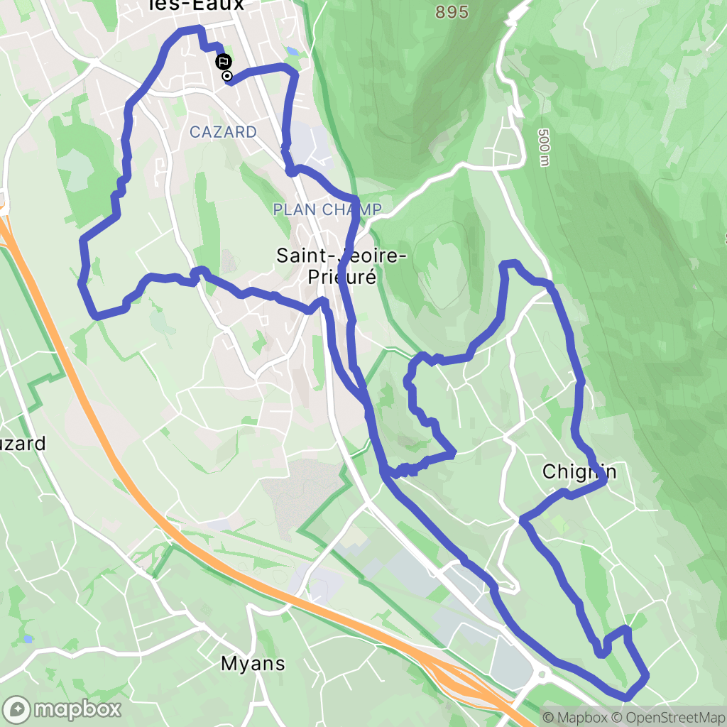 Challes-les-Eaux : carte du parcours de randonnée - France