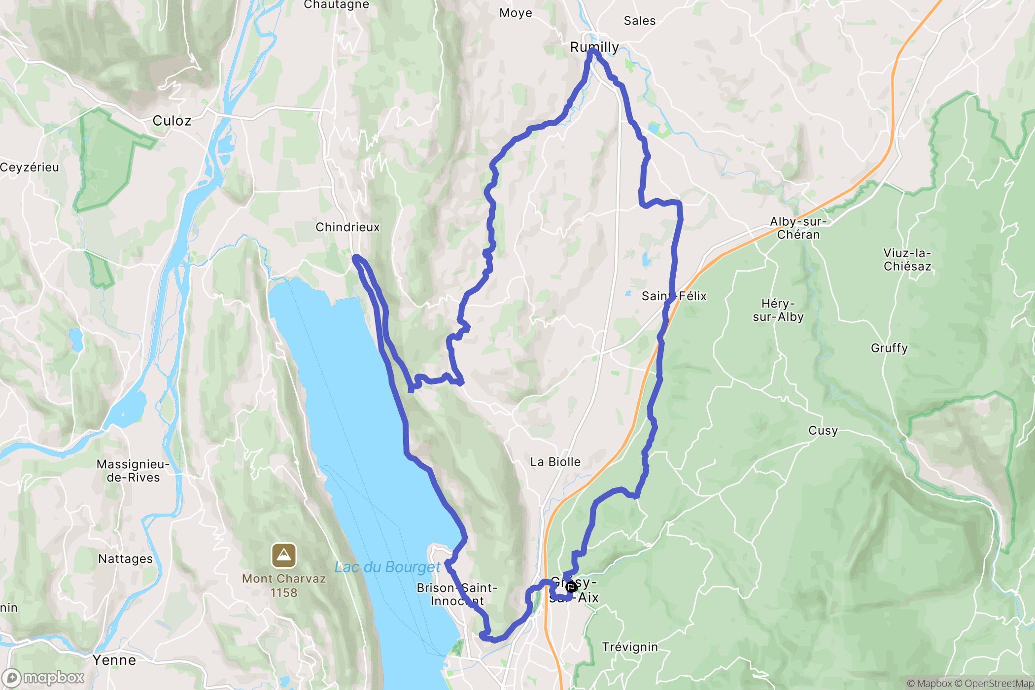 Grésy-sur-Aix : carte du parcours de randonnée - France