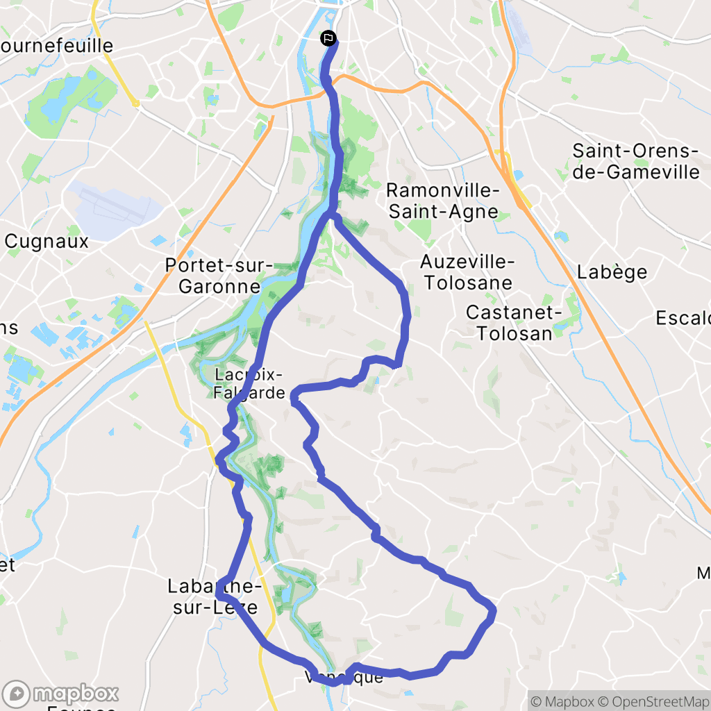 Toulouse : carte du parcours de randonnée - France